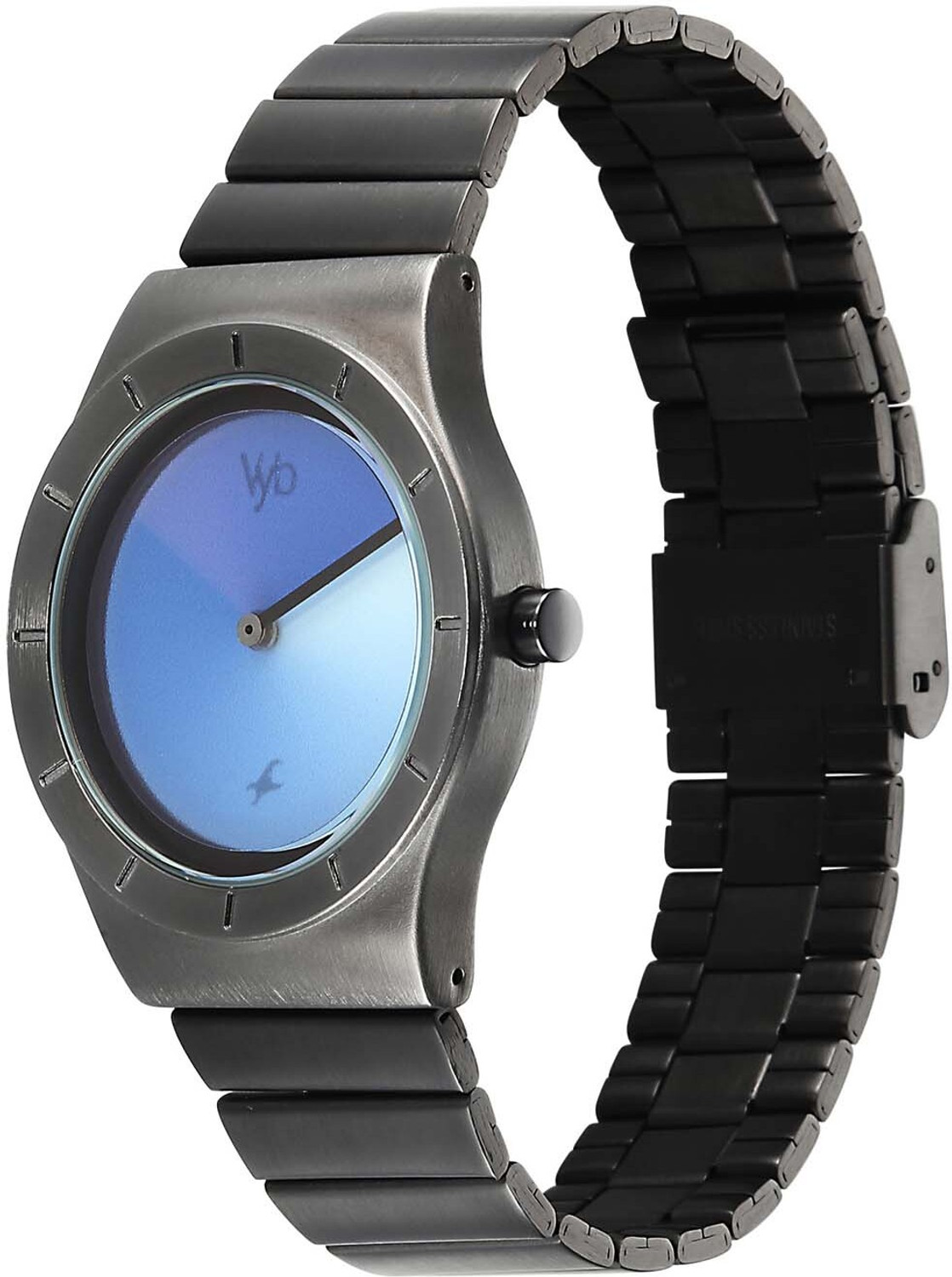 Image of Fastrack Fastrack Vyb Arcane Fastrack Vyb Arcane Quartz Blue Dial Gun Stainless Steel Strap Analog Watch - For Men