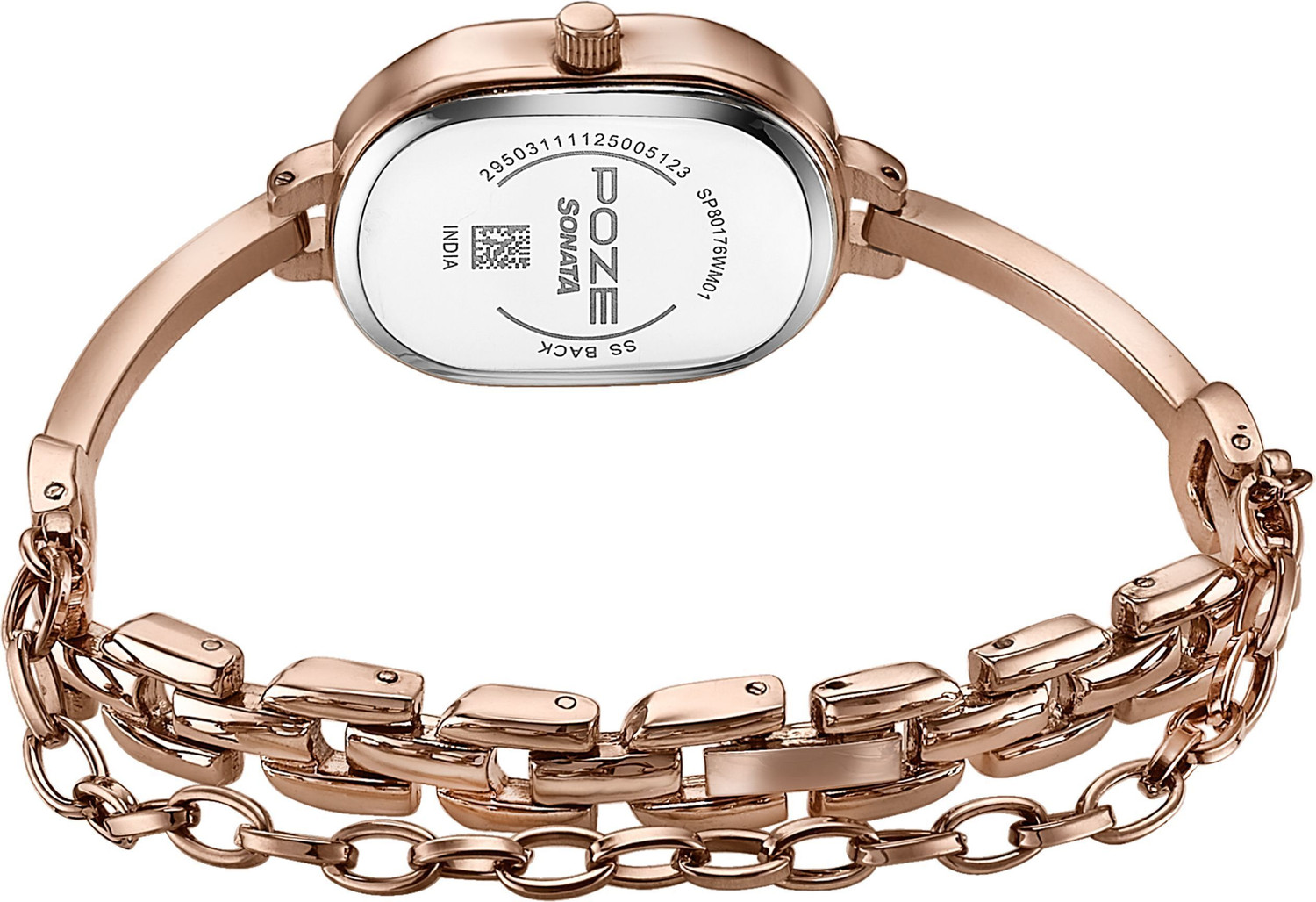 Image of SONATA Poze 8 Poze 8 Quartz Pink Dial IP Rose Gold Alloy Watch & Jewellery Accessory Analog Watch - For Women