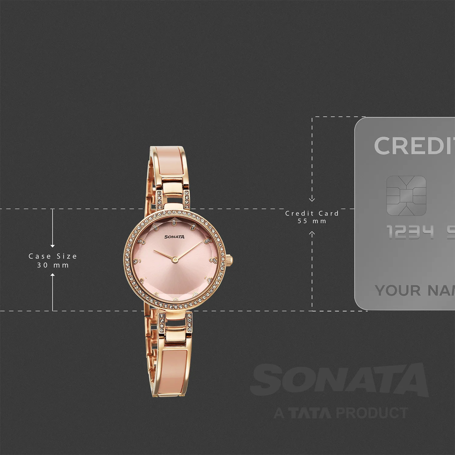 Image of SONATA Aura 2 Sonata Aura 2.0 Quartz Pink Dial Rose Gold Stainless Steel Strap Analog Watch - For Women