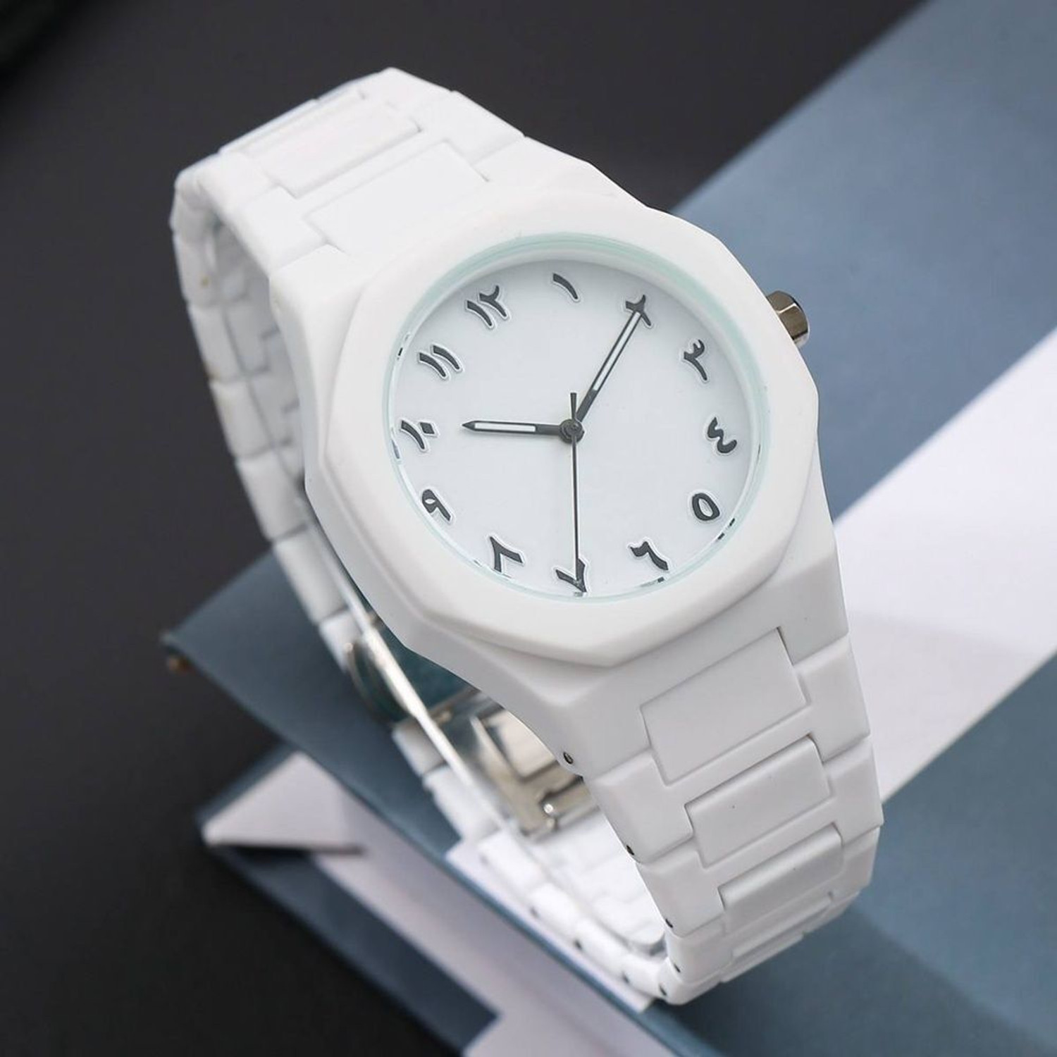 Image of Likrzora White Color Analog and Movement With Function Men Arabic Watches Analog Watch - For Men Numerals Arabic Watches Men
