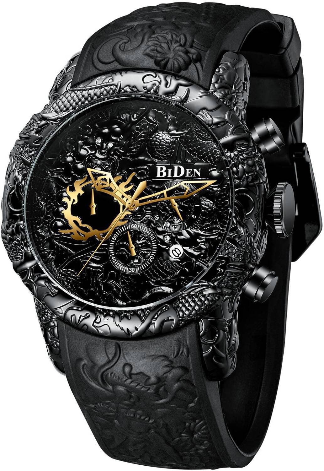 BIDEN Mens Watch Big Dial Chronograph luxury Black wrist Watch Analog Watch  - For Men