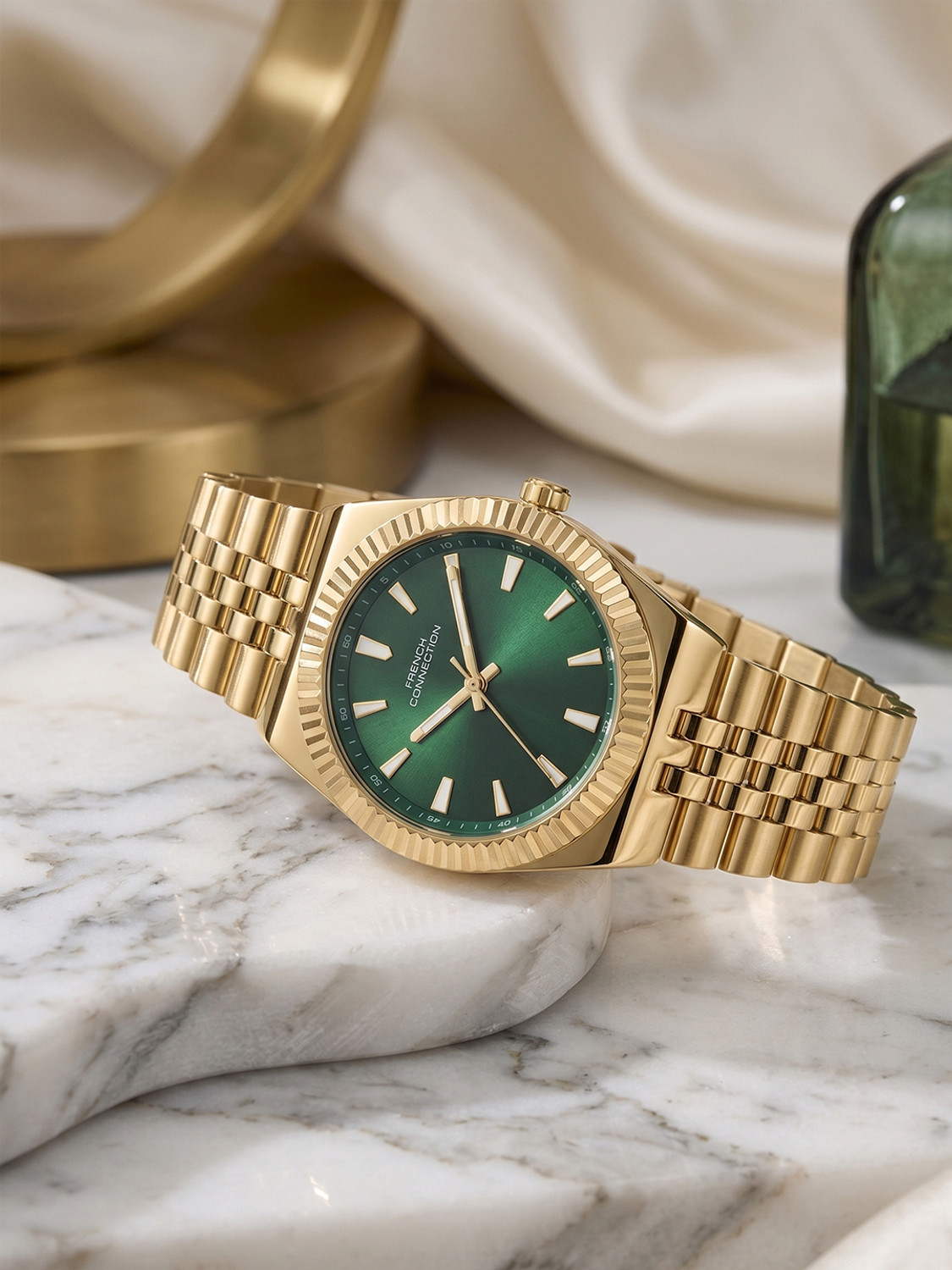 Image of French Connection FCN0212GM French Connection | 3 Hands | Green Dial | Stainless Steel Strap | FCN0212GM Analog Watch - For Women