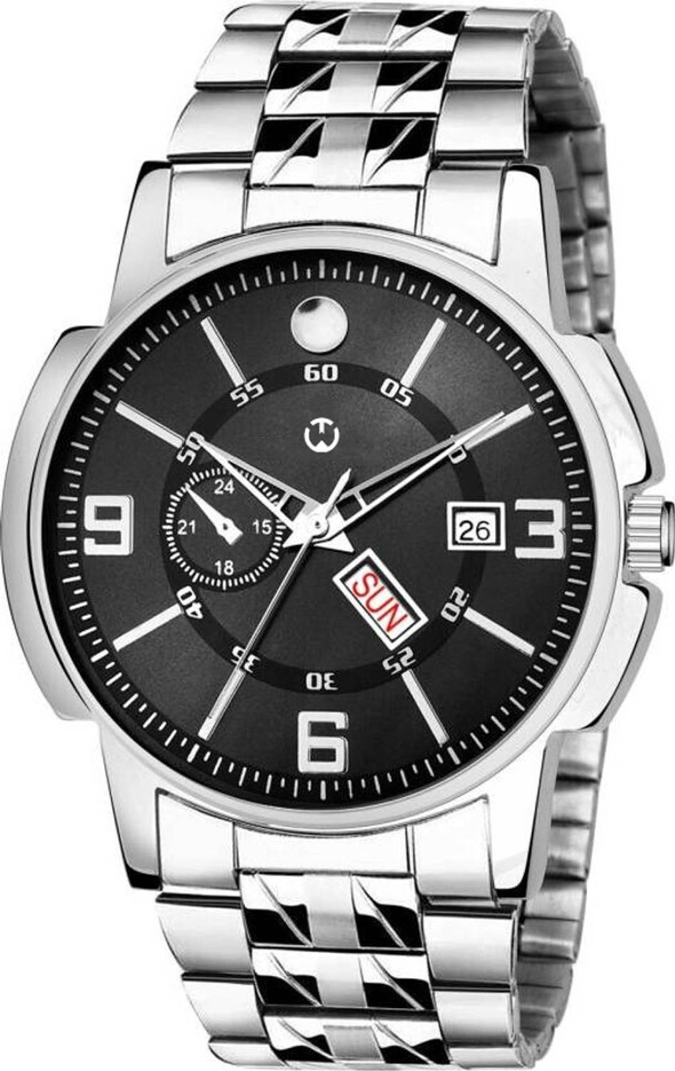 WIZARD TIMES EH-226-BK 226-Black Day and Date Analog Watch - For