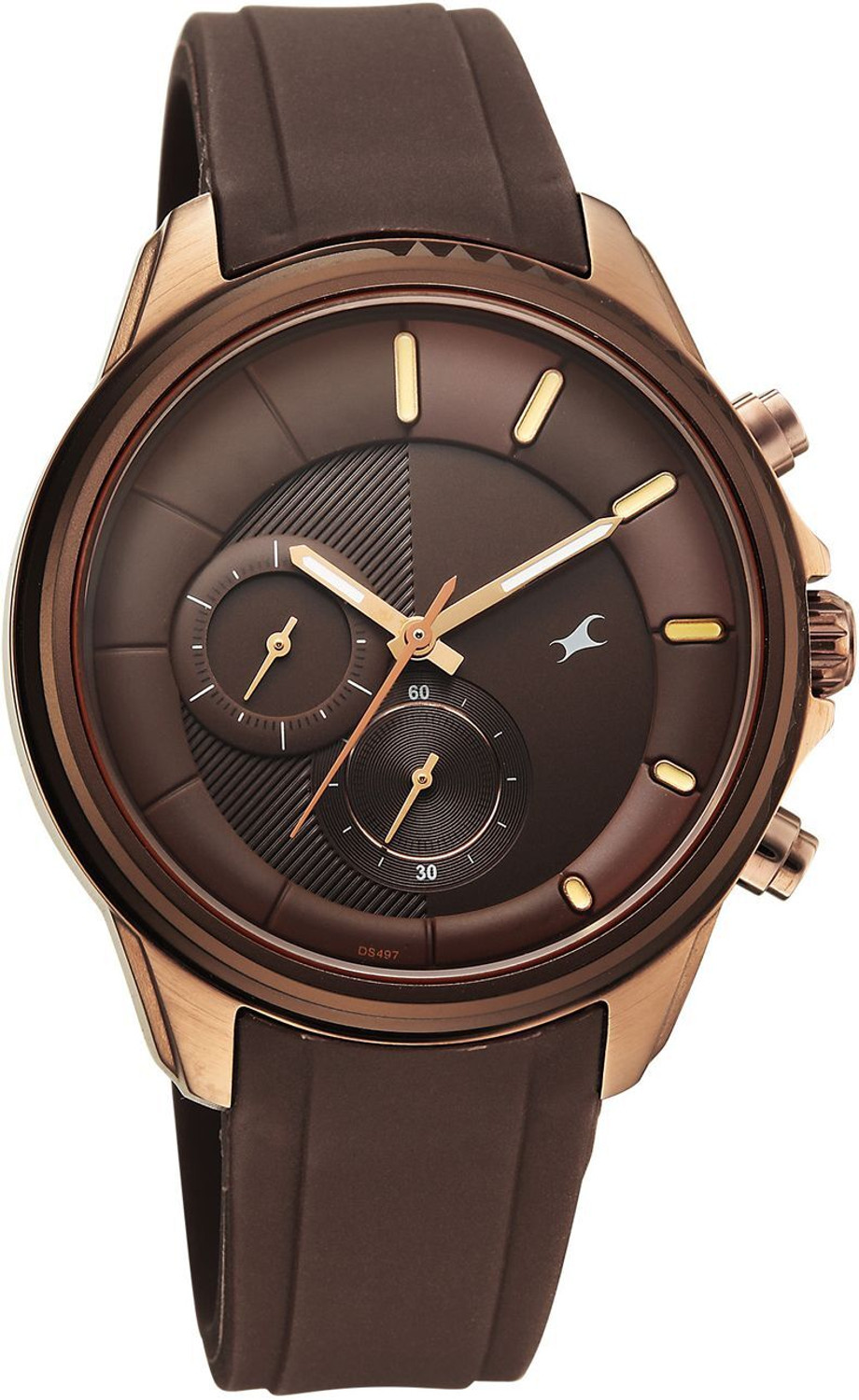 Image of Fastrack Wild Chameleons Back Inspired Bezel With Hue Brown Brown SiliconStrap Analog Watch - For Men