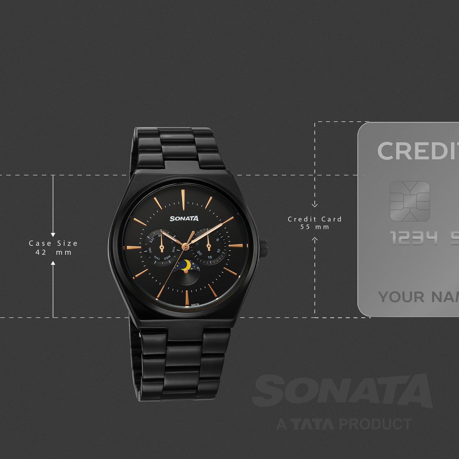 Sonata Festive 2.0 Black Men's Watch - Image 2