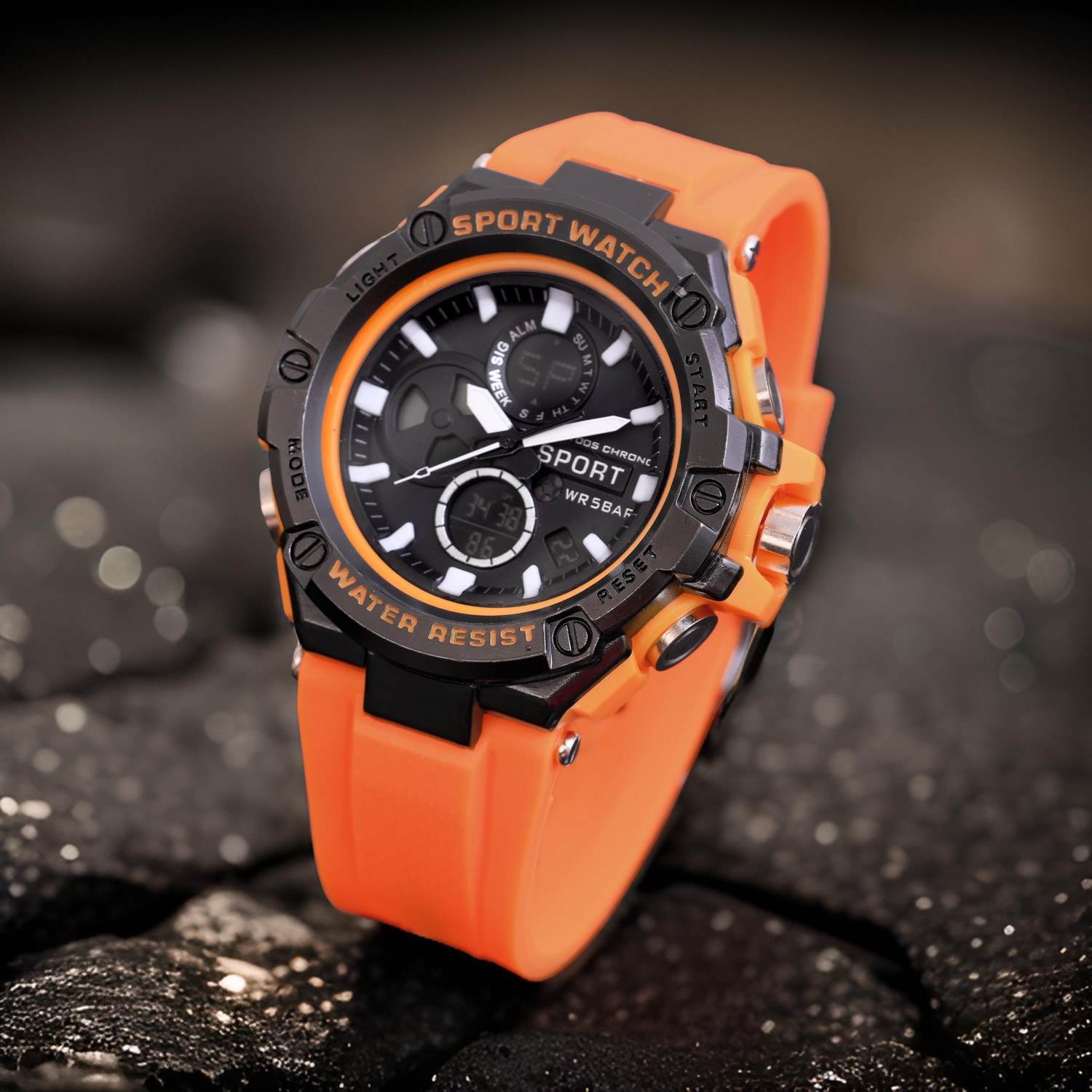Image of otage 9111 Casual Metalic Dial Multifunction Silicone Analog-Digital Watch - For Men