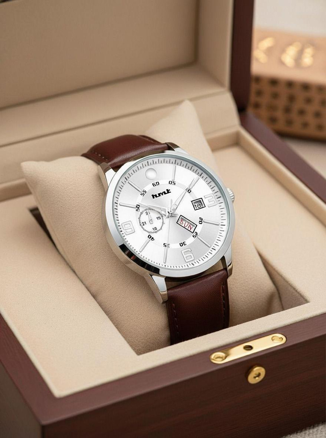 Image of hmt QUARTZ Silver Dial Day & Date Analog Watch - For Men