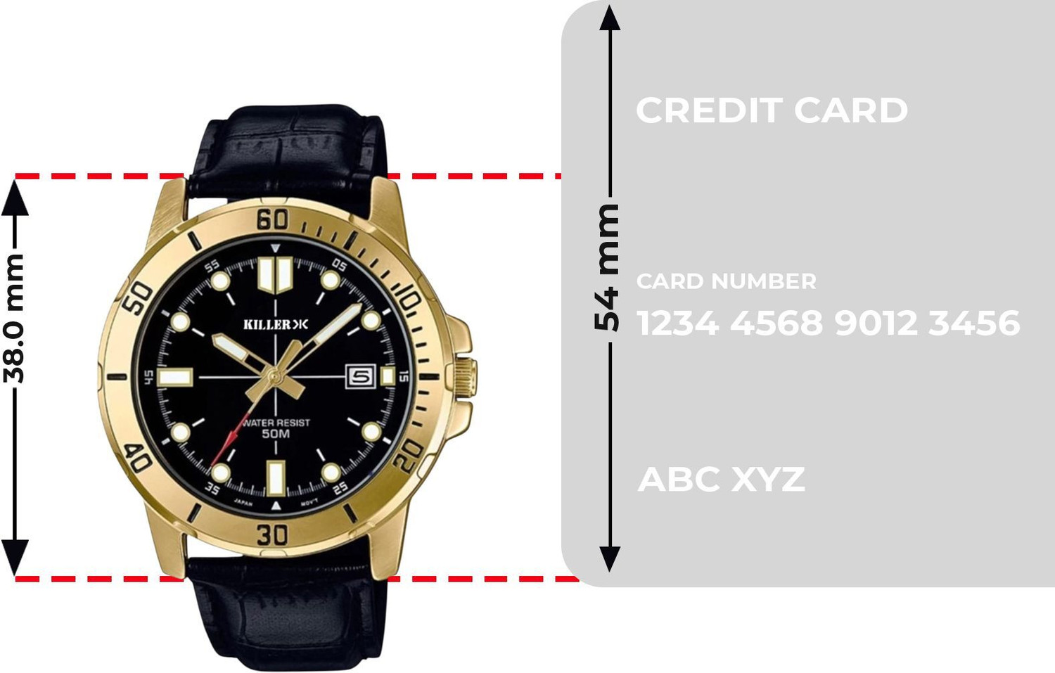 Image of KILLER Killer 7007 Golden Black Edition With Date on 3 Timewear 7007 Golden Black Edition With Date on 3 and Special Golden Hands Used Analog Watch - For Men