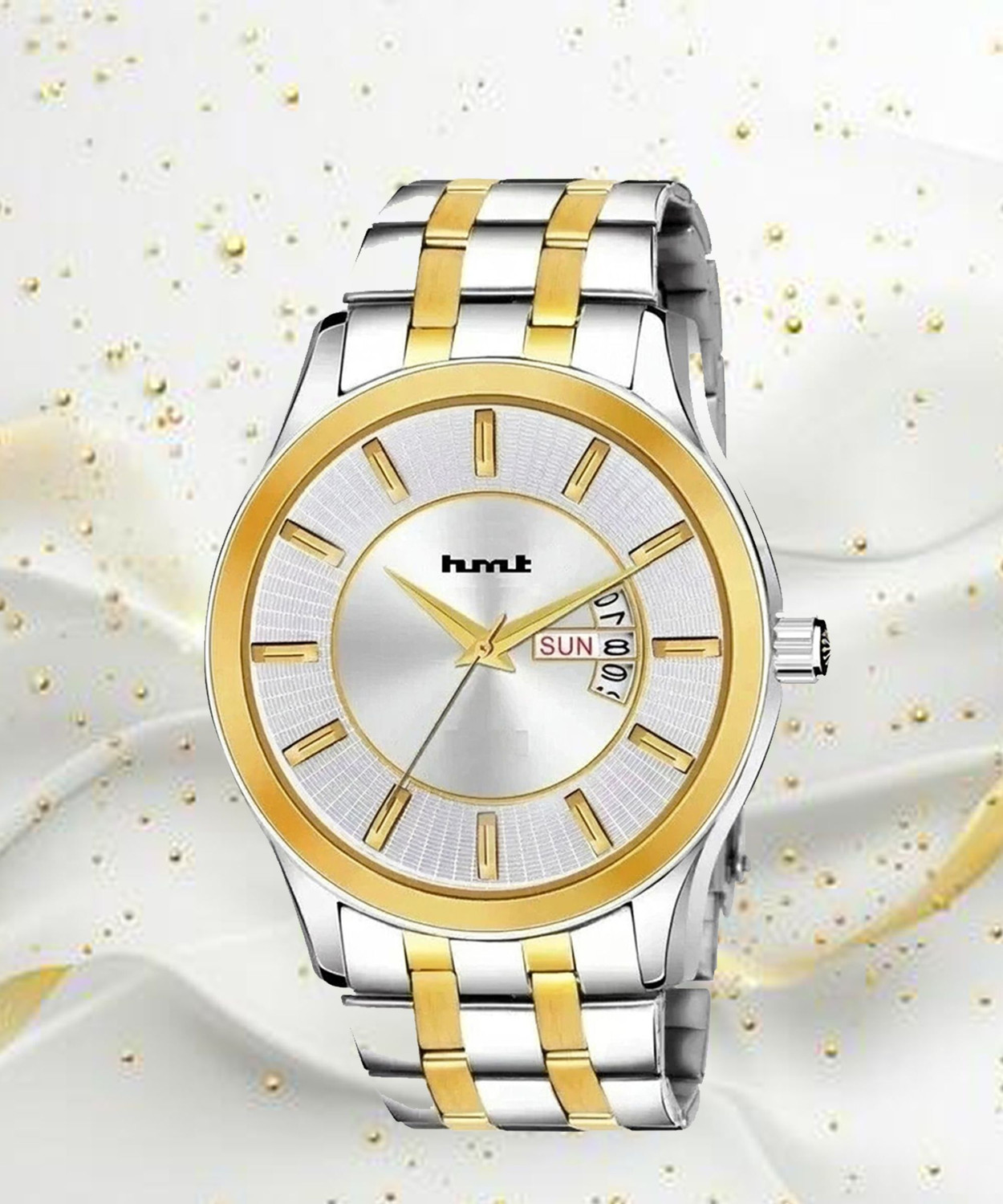 Image of HMT DLD HMTY-1102 HMTS Stainless Steel Chain White Dial Water Resistant Watch For Mens & Boys Analog Watch - For Men