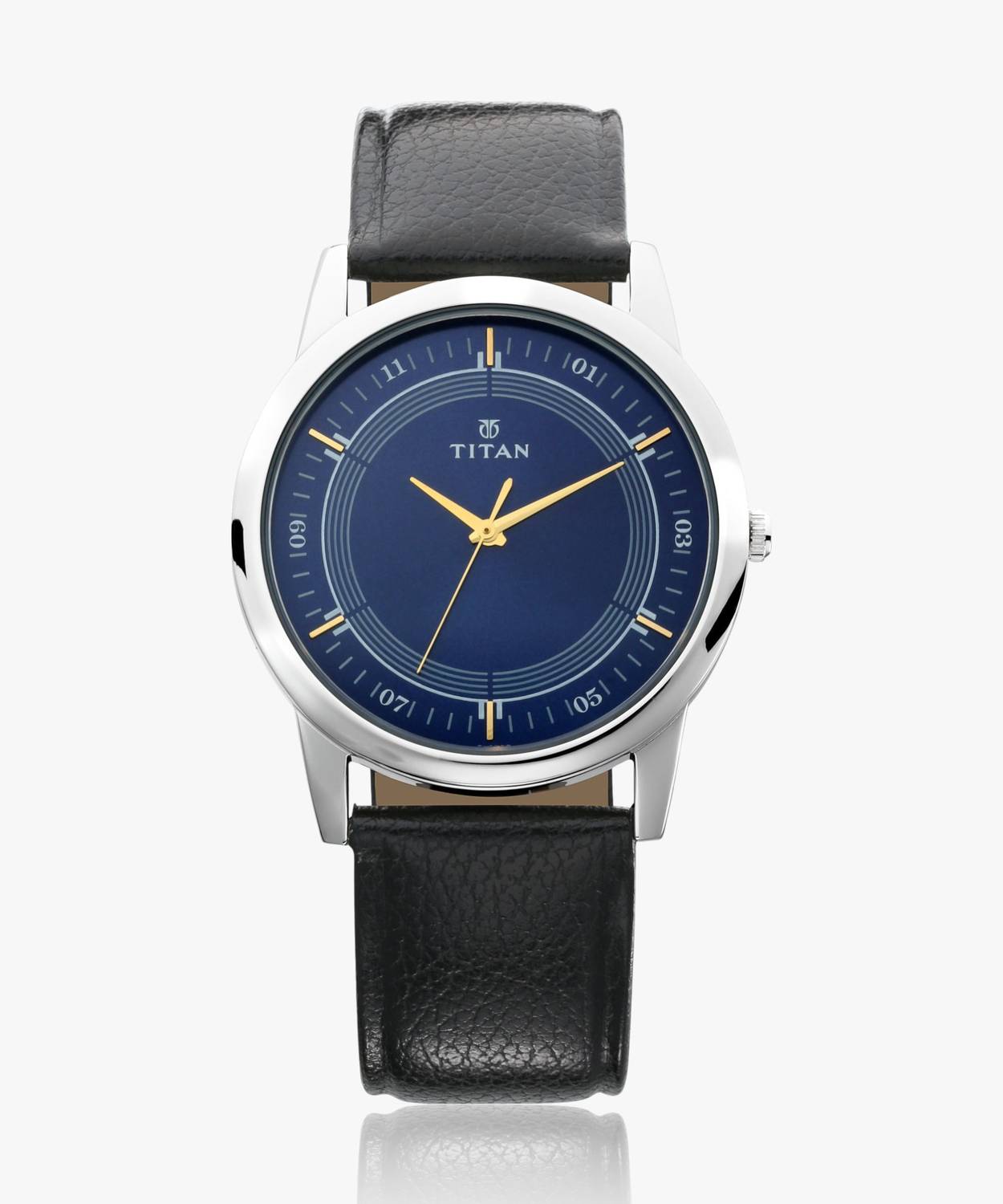Titan NP1773SL01 Blue Dial Black Leather Men's Watch - Image 3