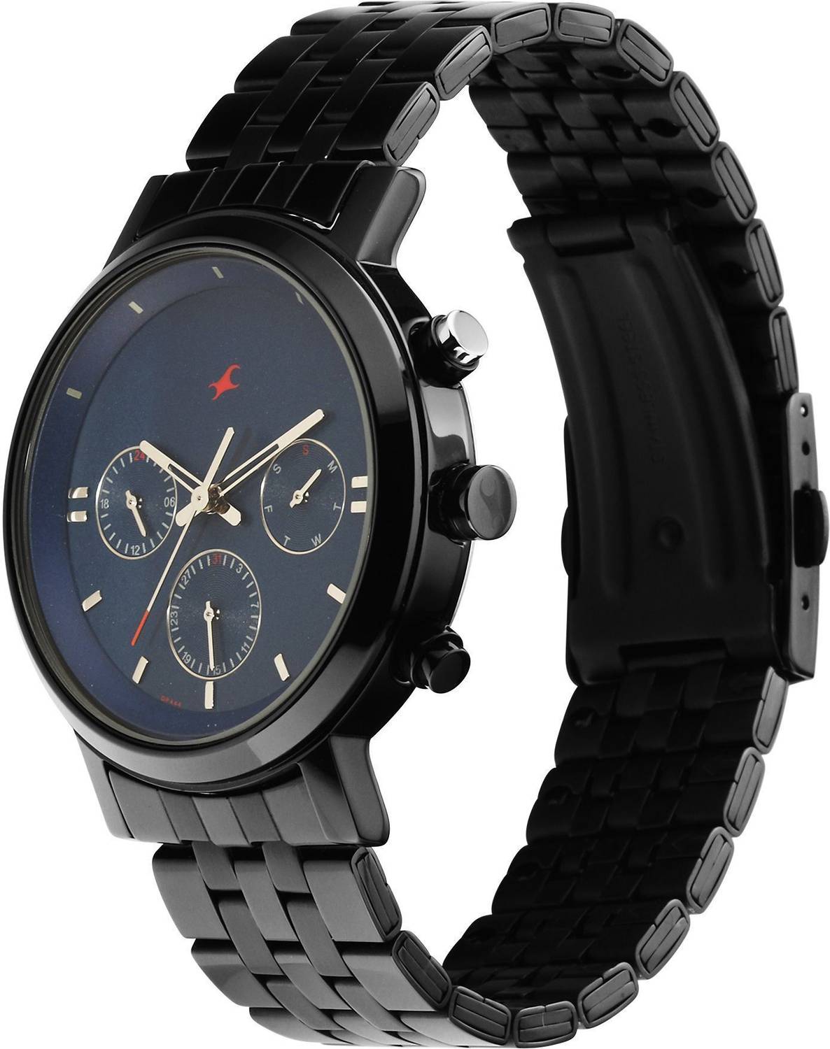 Fastrack Tick Tock 3.0 Blue Dial Black Metal Strap Watch - Men - Image 5