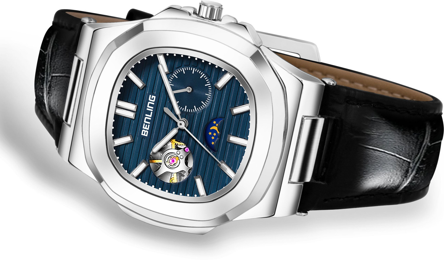 Image of Benling Benling Regalia Series - Open Heart Dial with Moonphase Benling Automatic mechanical watch for men Analog Watch - For Men