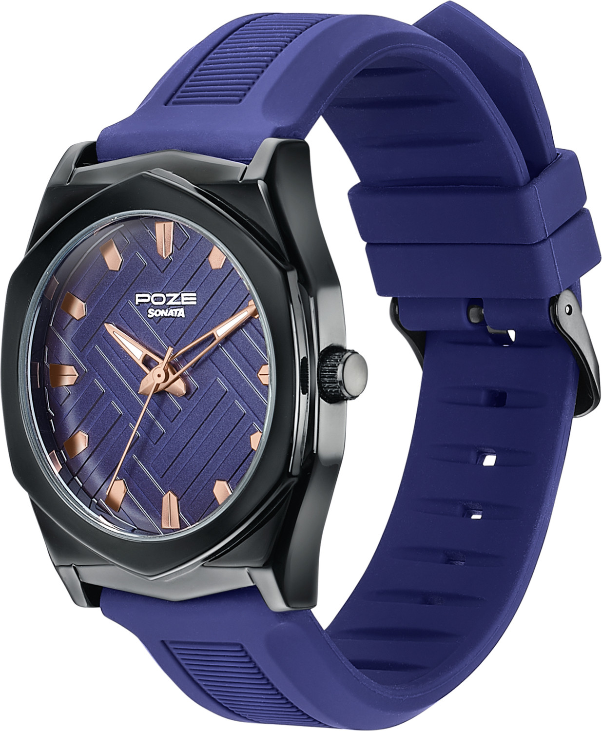 Image of SONATA Poze 8 Sonata Poze 8 Quartz D.Blue Dial D. Blue Silicon Strap Analog Watch - For Men