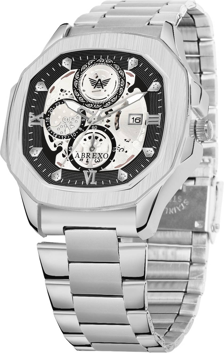 ABREXO Abx8312-Silver Bracelets GODFATHER Square Chrono Look