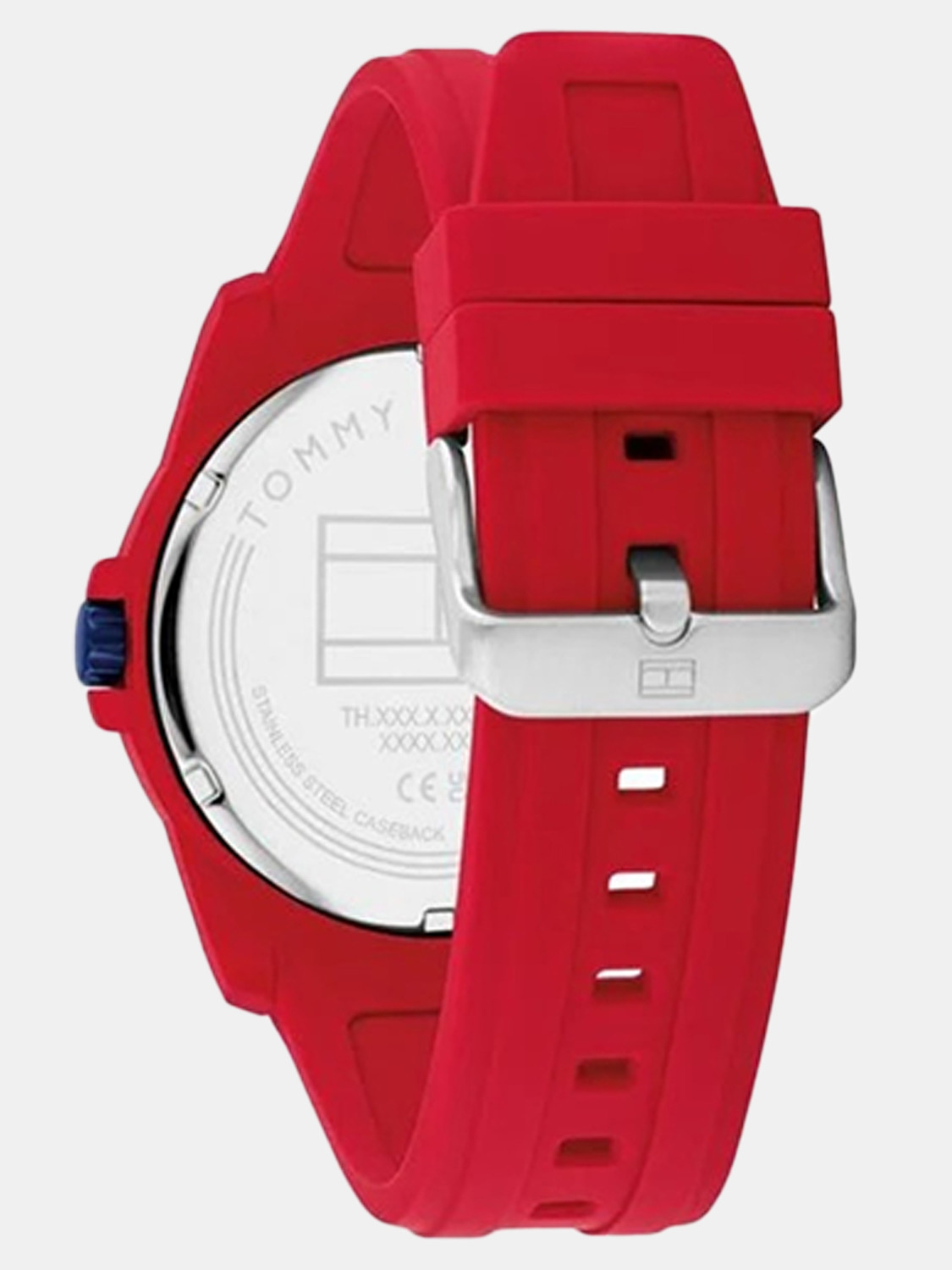 Image of TOMMY HILFIGER Tommy Hilfiger Quartz Red Dial Red Silicone Strap Analog Watch - For Men