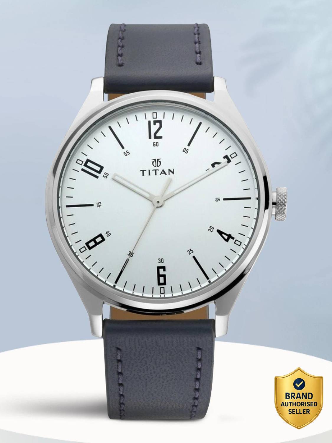 Titan 1802SL02 Urban Edge Silver Dial Black Leather Watch