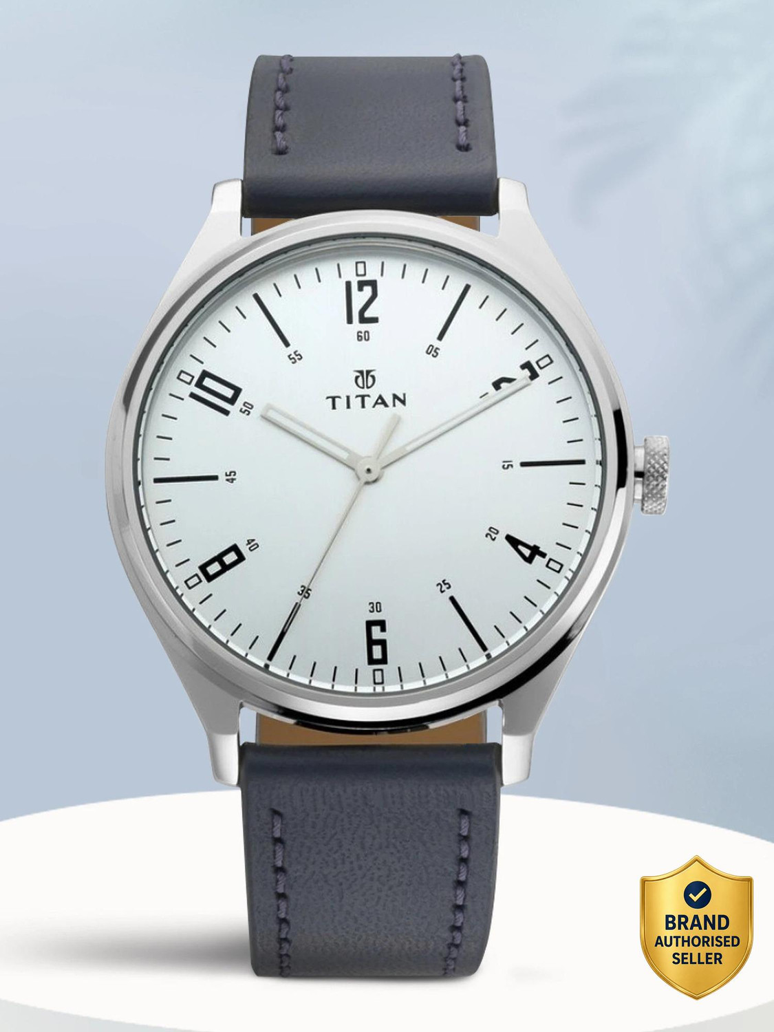 Image of Titan 1802SL02 Titan Workwear Urban Edge Silver Dial Black Leather Analog Watch - For Men