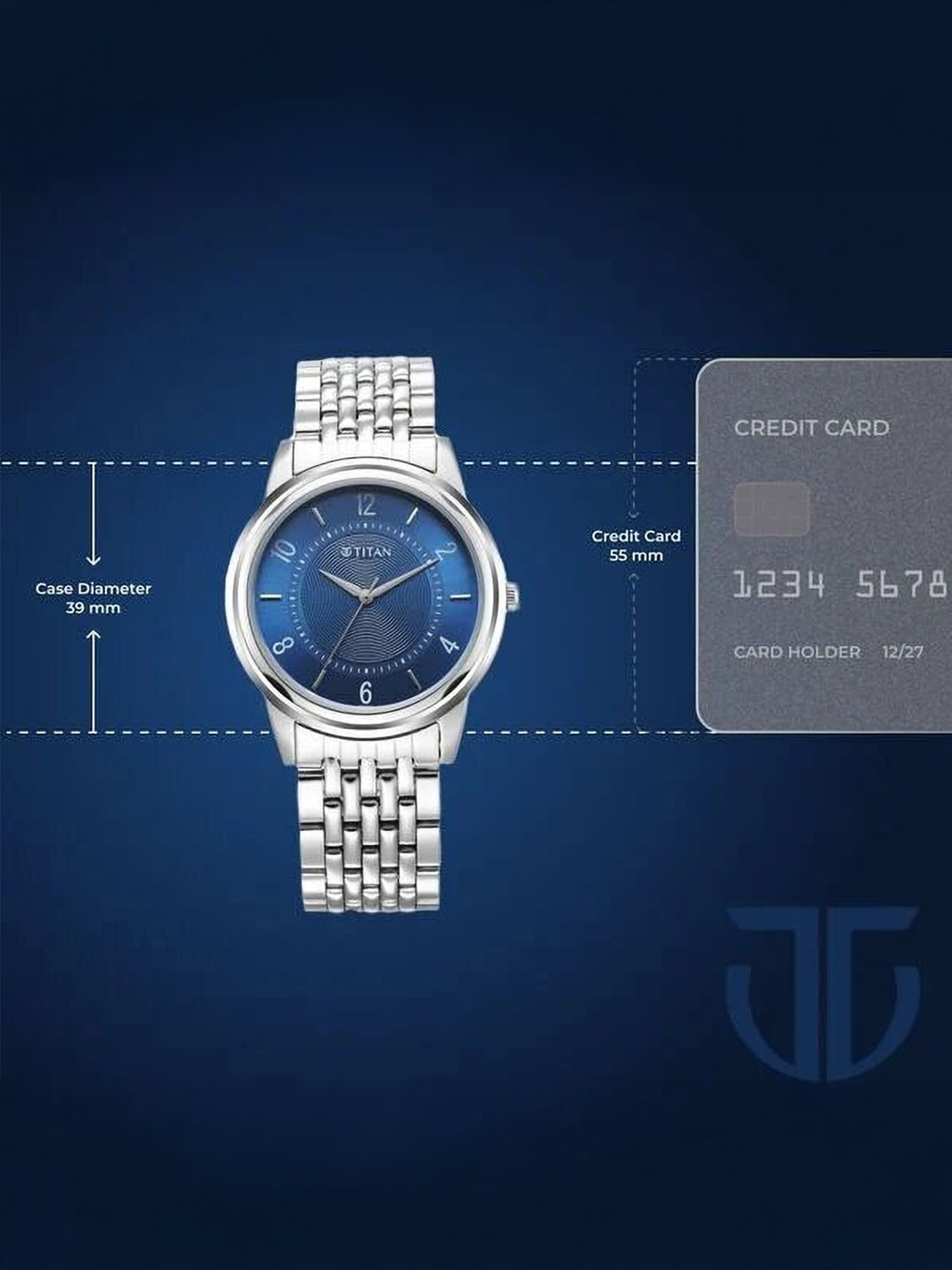 Image of Titan Karishma Zing Titan Karishma Zing Analog Blue Dial Silver SS Strap Watch for Men Analog Watch - For Men