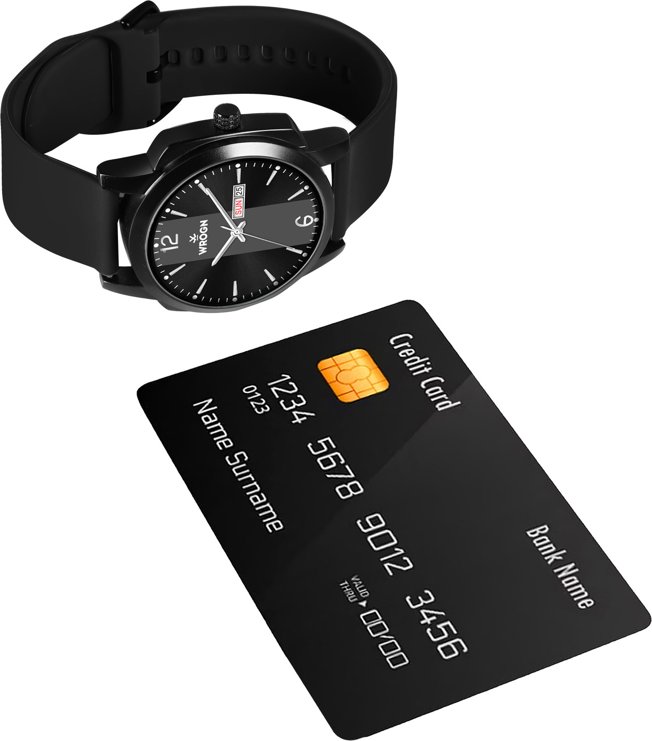Image of WROGN WR-6604-Black Day and Date Display Analog Watch - For Men