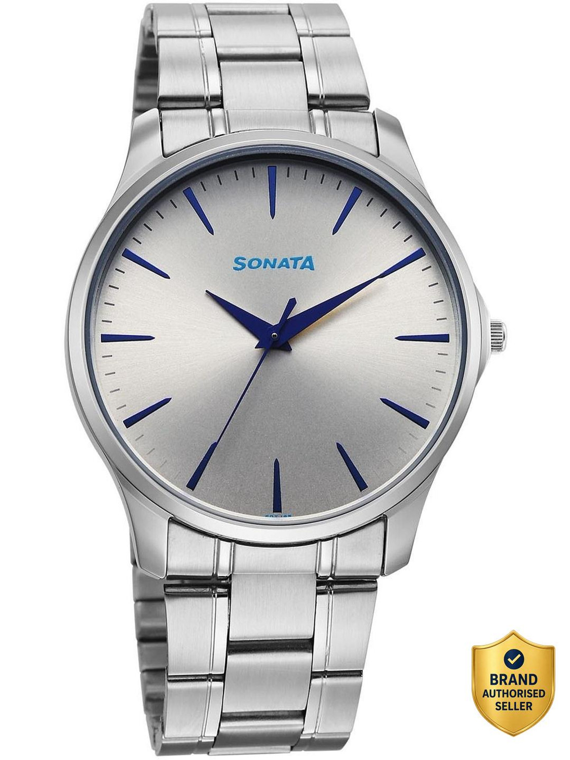 Image of SONATA Sonata Ease Sonata Ease Quartz Gray Dial Silver Metal Strap Analog Watch - For Men