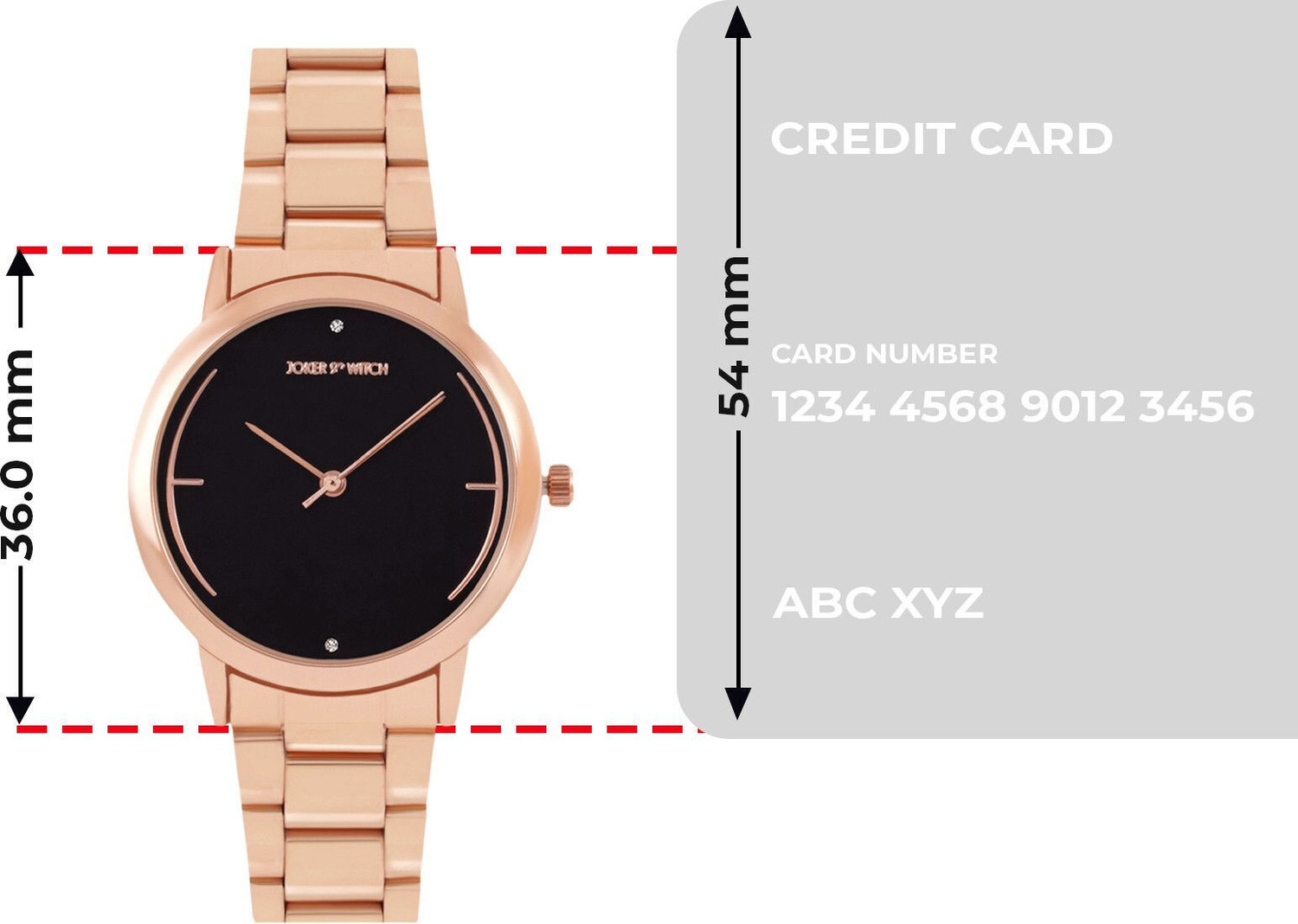 Image of Joker & Witch Luna Black Dial Rosegold Metallic Link Strap Round Analog Women's Watch Analog Watch - For Women
