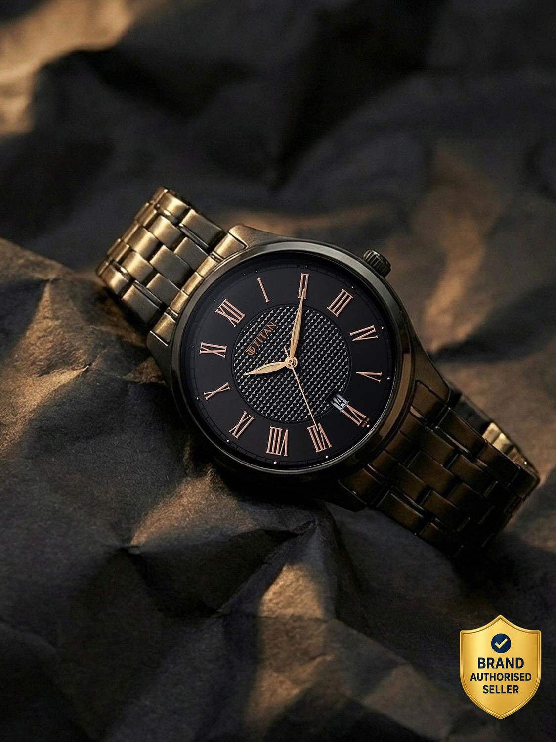 Image of Titan Neo Roman Titan Neo Roman Quartz with Black Dial Black Stainless Steel Strap Analog Watch - For Men