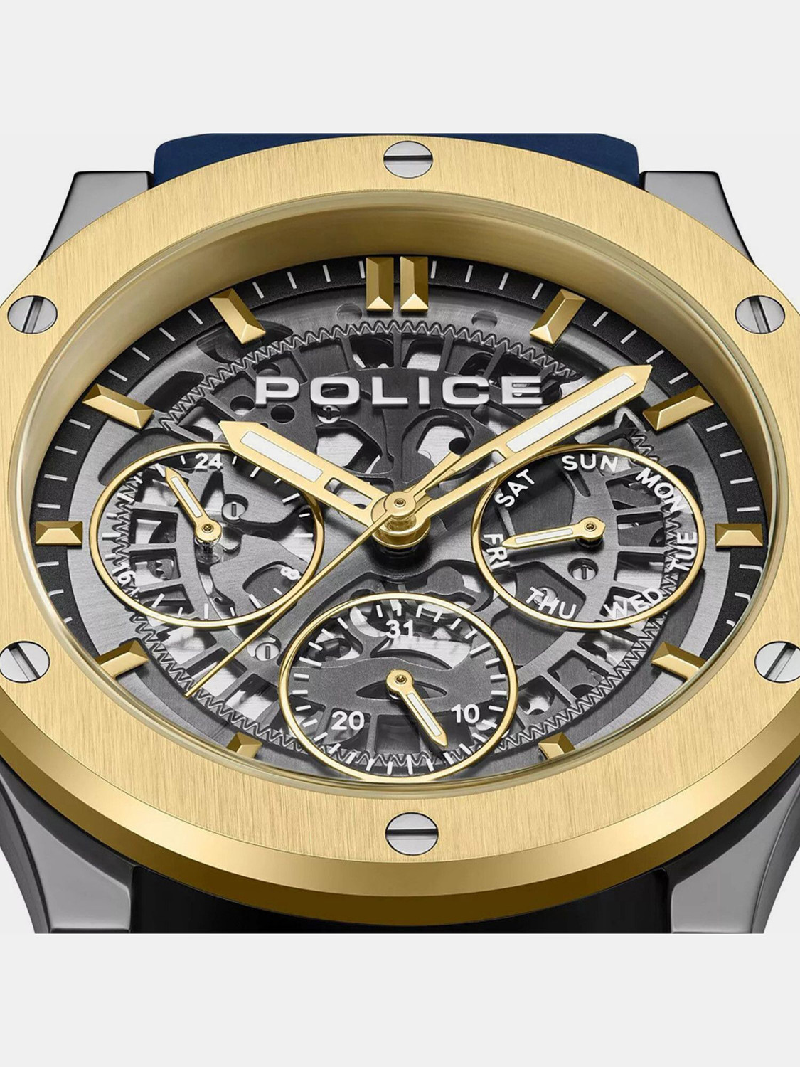 Image of Police Knotty Skeleton Round Dial Silicon Strap Multifunction Watch for Men Analog Watch - For Men
