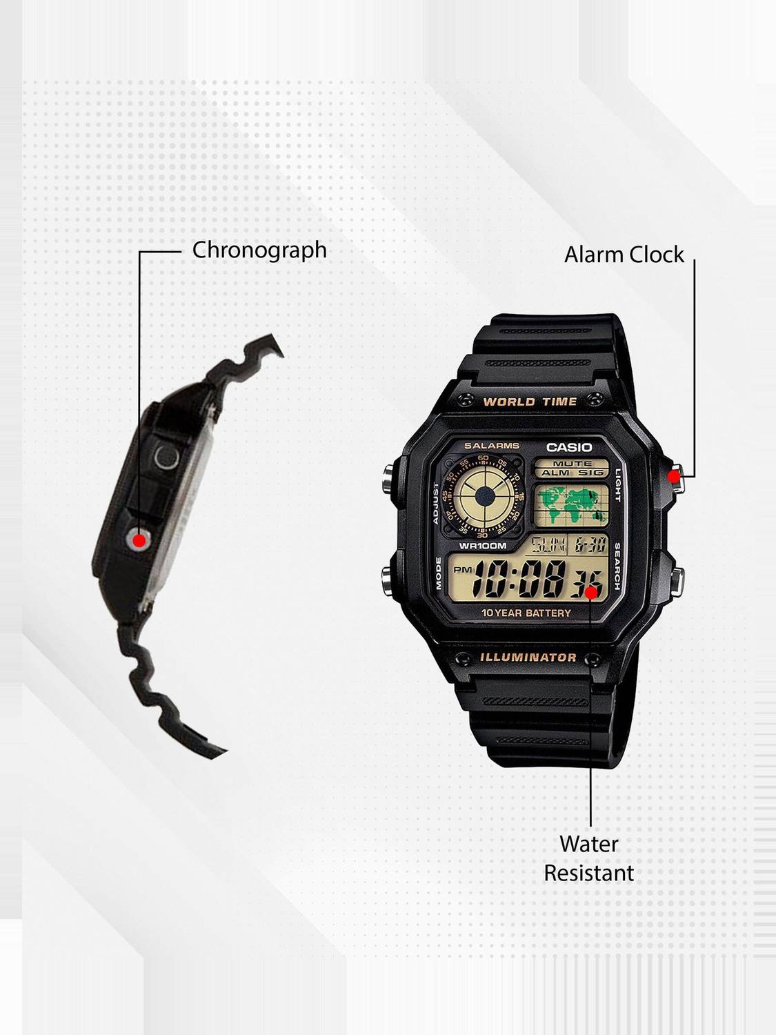 CASIO AE-1200WH-1BVDF Digital Watch - Men - Image 2