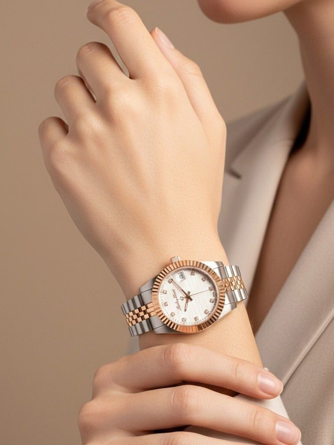 Image of Mathey-Tissot D810RA Swiss Made Mathy III Quartz Ronda 585H3 Movement White Dial Analog Watch - For Women