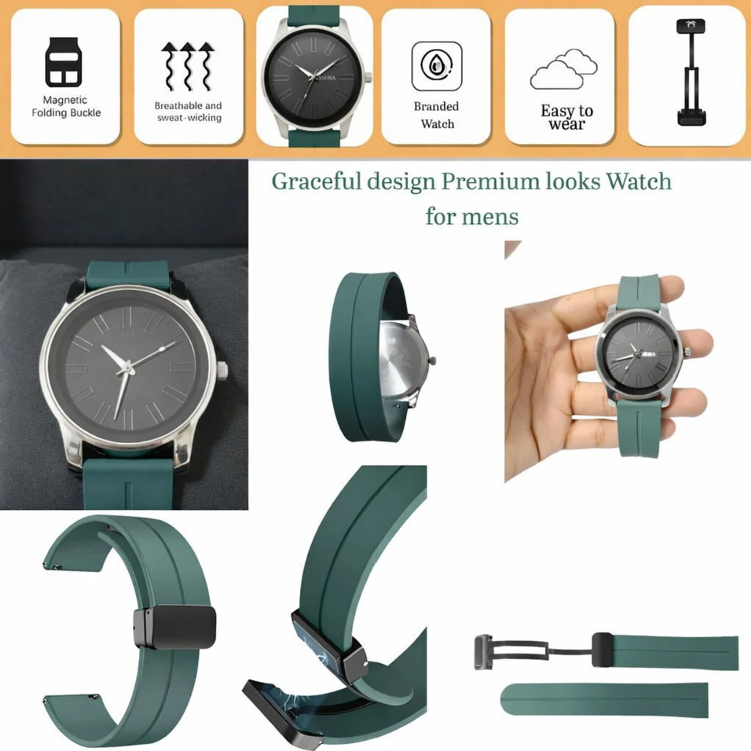 Image of GLOWFILL CR-SIL-MIN-02 HMT STYLE ANALOG WATCH MAGNETIC COMFORT SILICONE STRAP Analog Watch - For Men