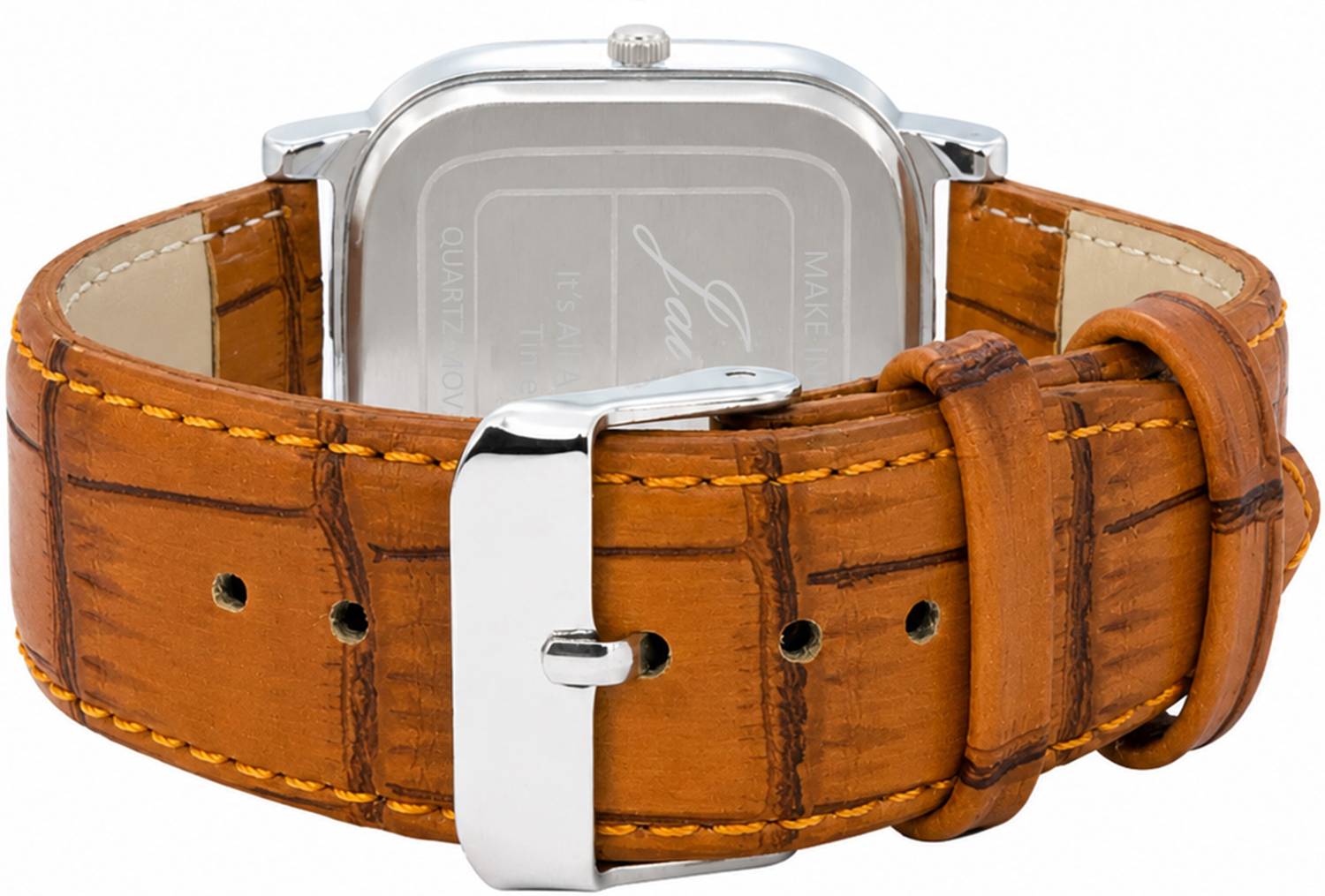 JAINX Silver Dial Tan Leather Men's Watch - Image 4