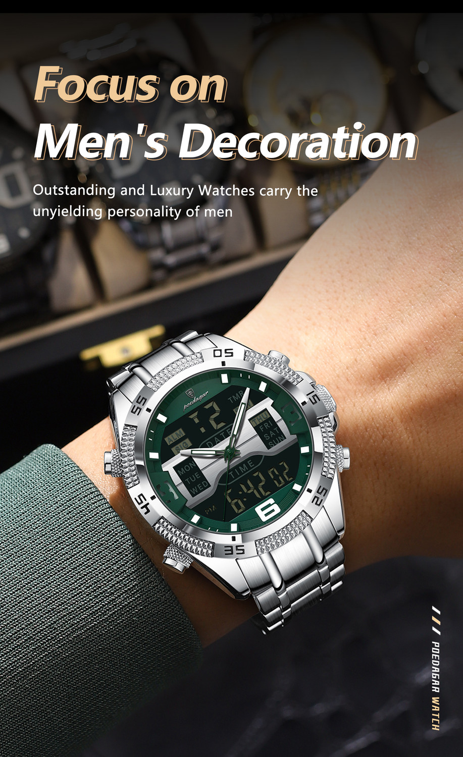 Image of POEDAGAR E103G-A Analog-Digital Watch - For Men