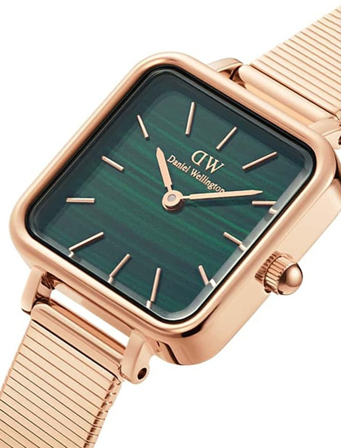 Image of DANIEL WELLINGTON Quadro Studio 22x22mm Green Dial Analog Watch - For Women