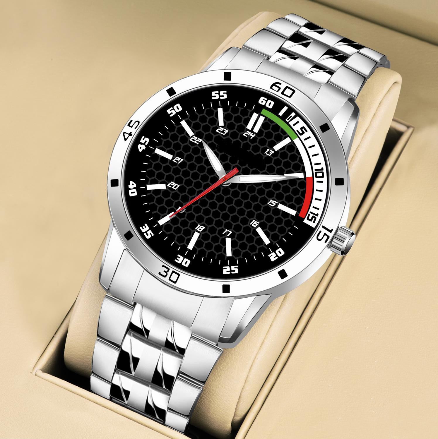Image of CROWNHOURS Analog Watch - For Men Luxury Stainless Steel Analog Wrist Watch for Men Black Dial with Sporty Design