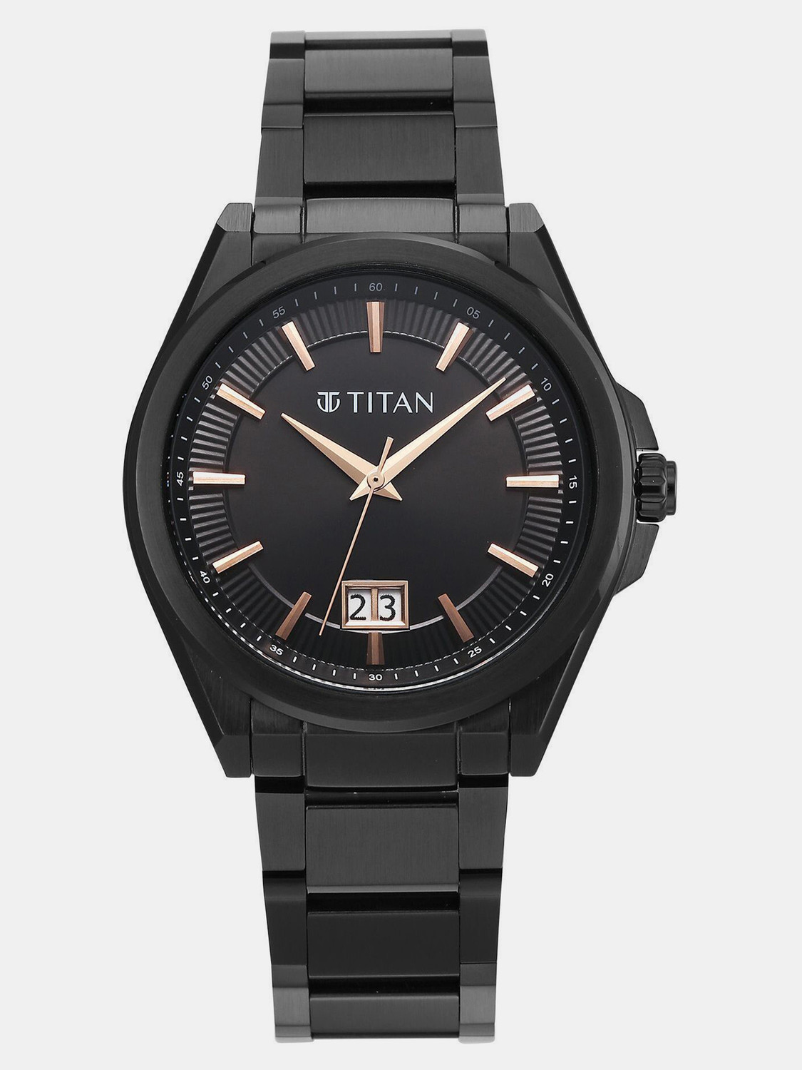 Image of Titan Classique Big Date Titan Classique Big Date Quartz Black Round Dial Men's Watch / Analog Watch - For Men