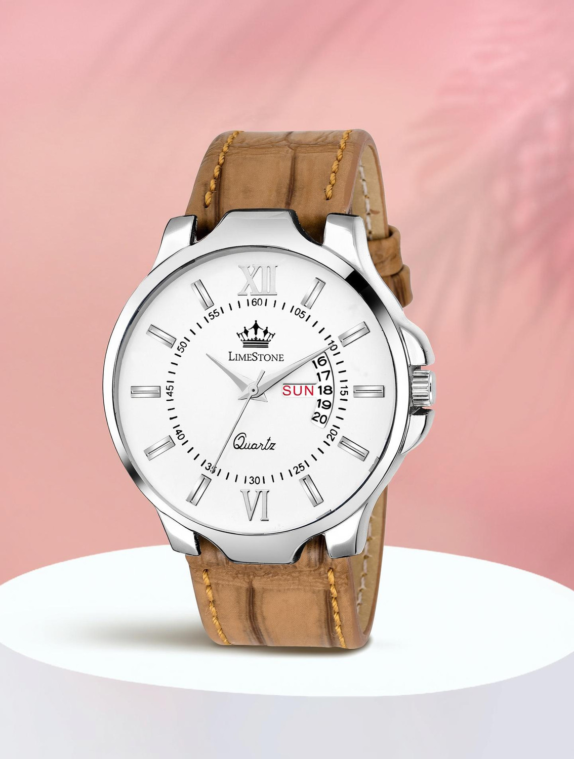 Image of LIMESTONE Avatar Day and Date Functioning Crocodile Strap Analog Analog Watch - For Men