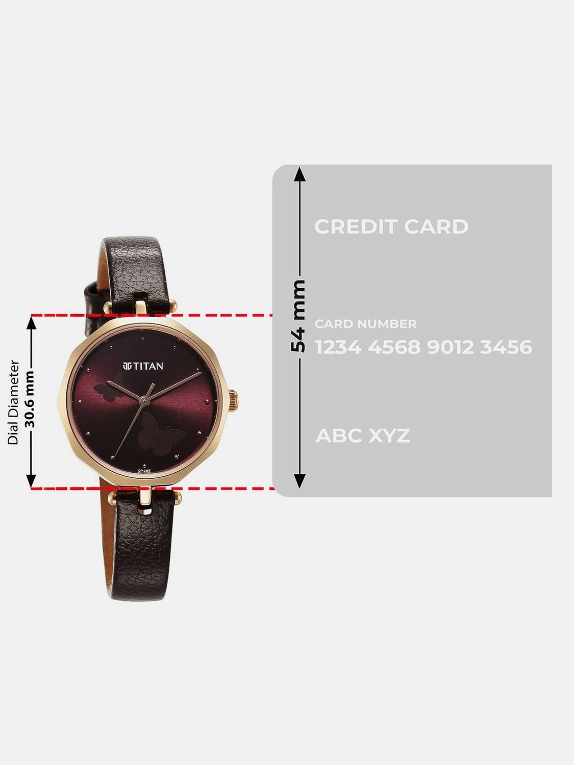 Titan Ladies Karishma Maroon Dial Brown Leather Watch - Image 4