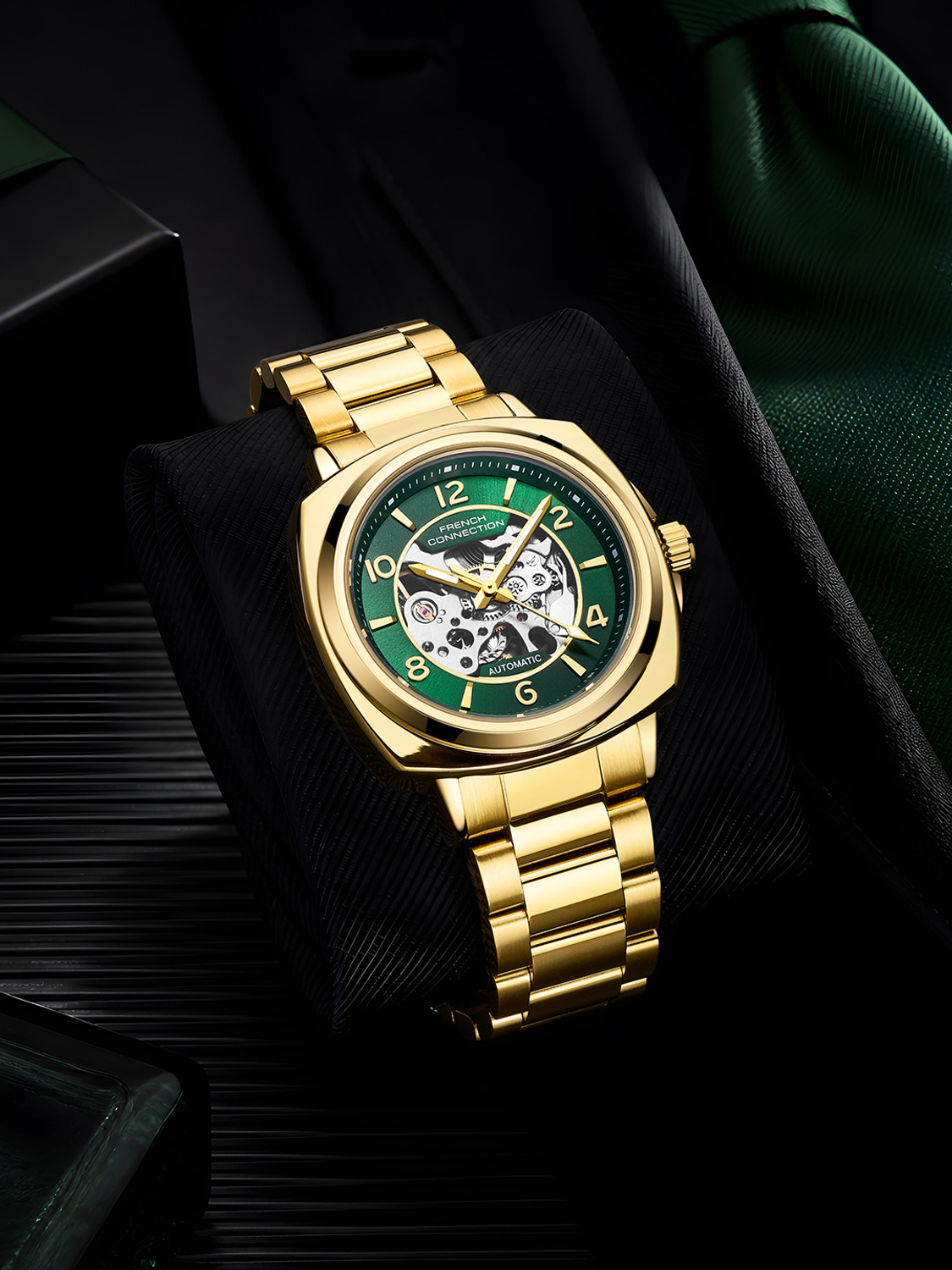 Image of French Connection FCA44NGM Green Sunray Round Dial Automatic Analog Watch - For Men