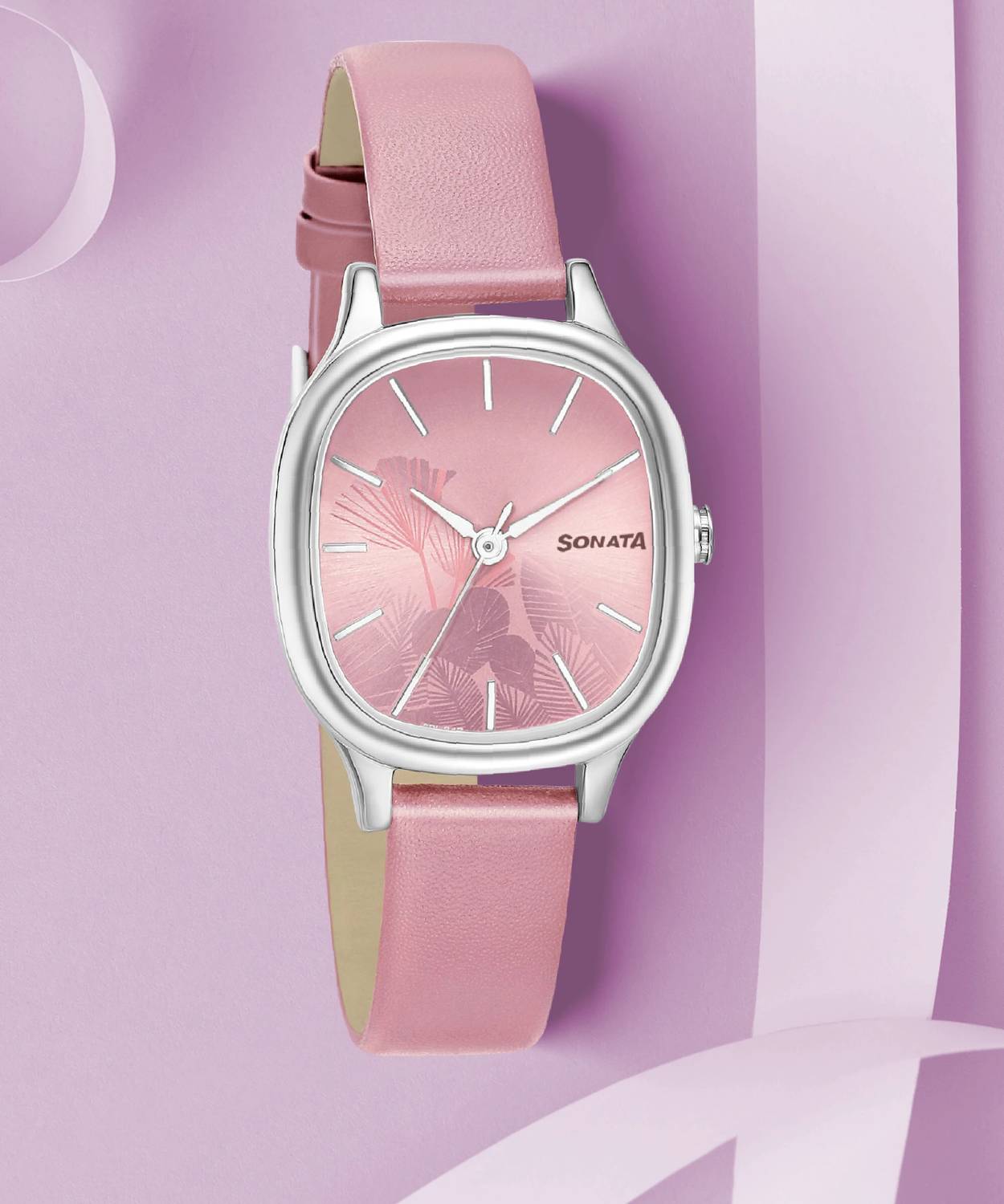 SONATA Lin Sonata Linnea Pink Dial Pink Leather Strap Analog Watch
