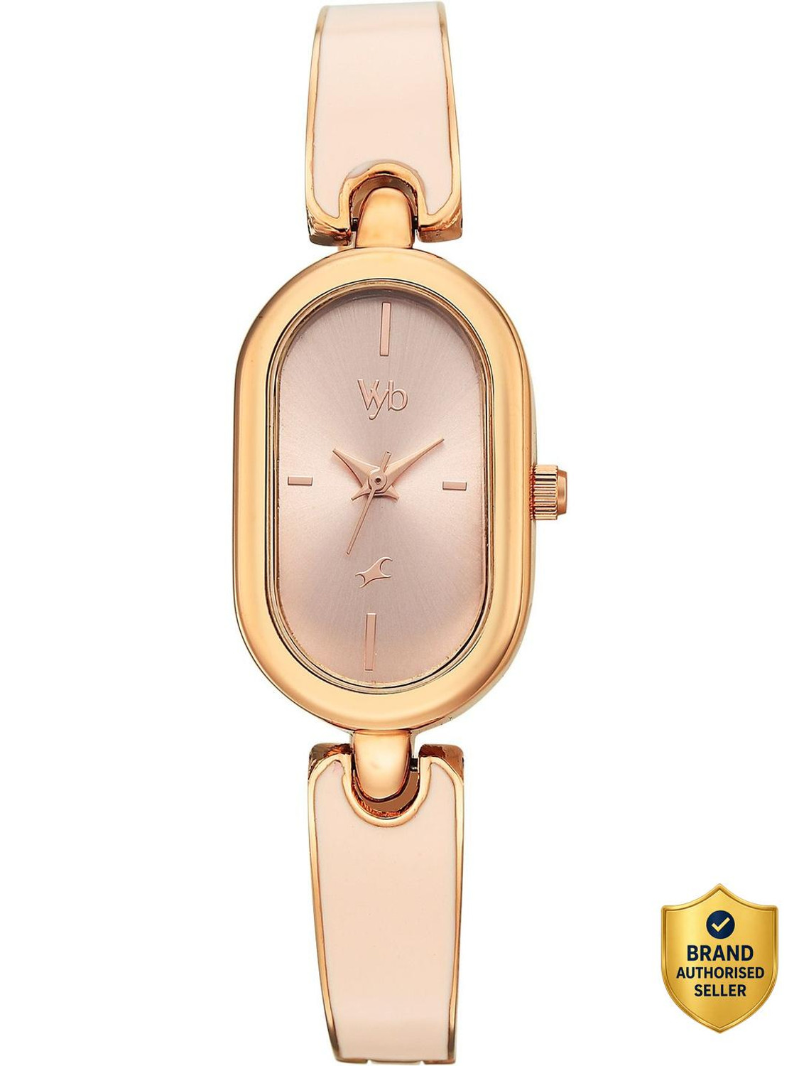 Image of Fastrack Vyb Diva Fastrack Vyb Diva Quartz Pink Dial Gold Strap Analog Watch - For Women