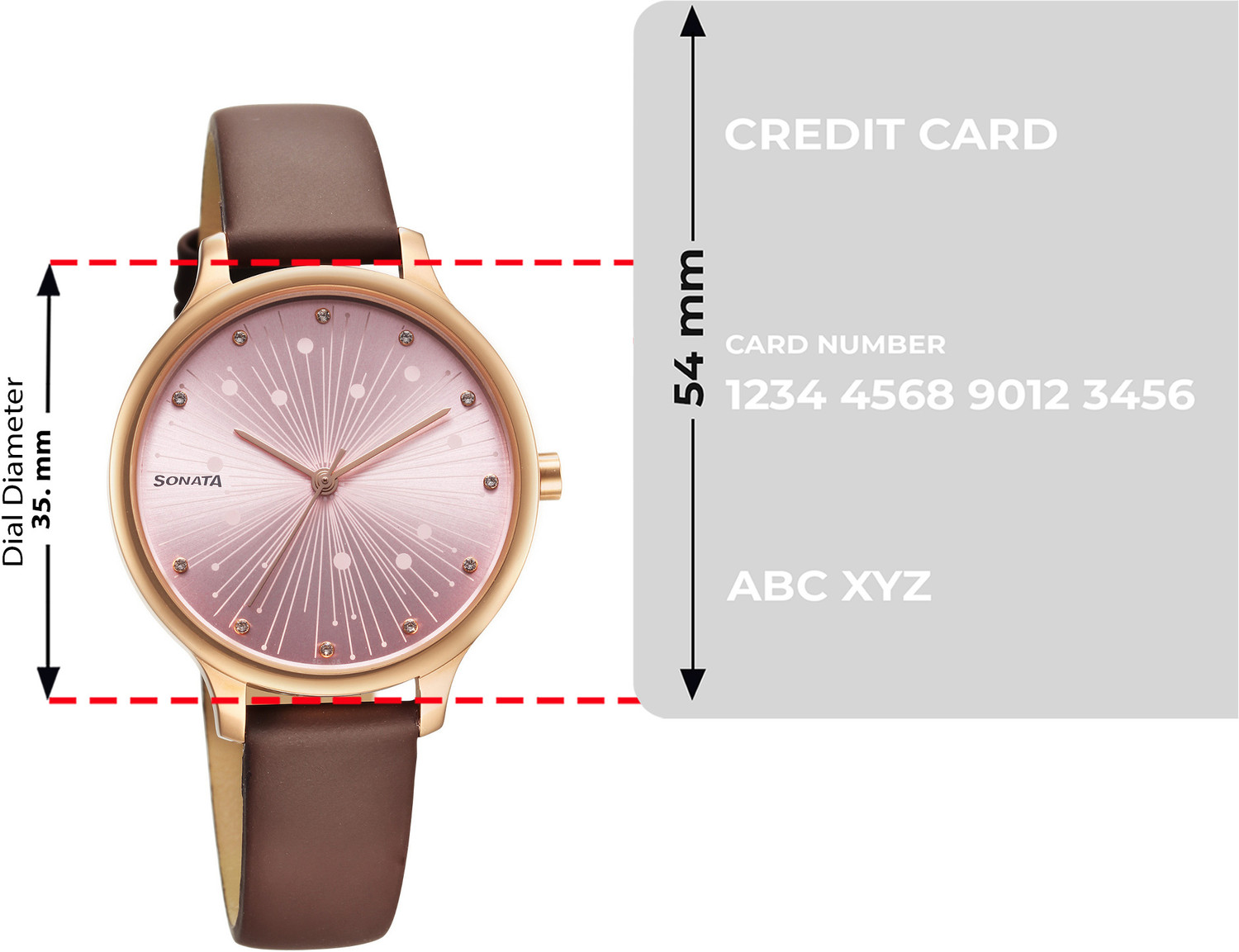 Image of SONATA Sonata Blush Pink Dial Brown Leather Strap Analog Watch - For Women