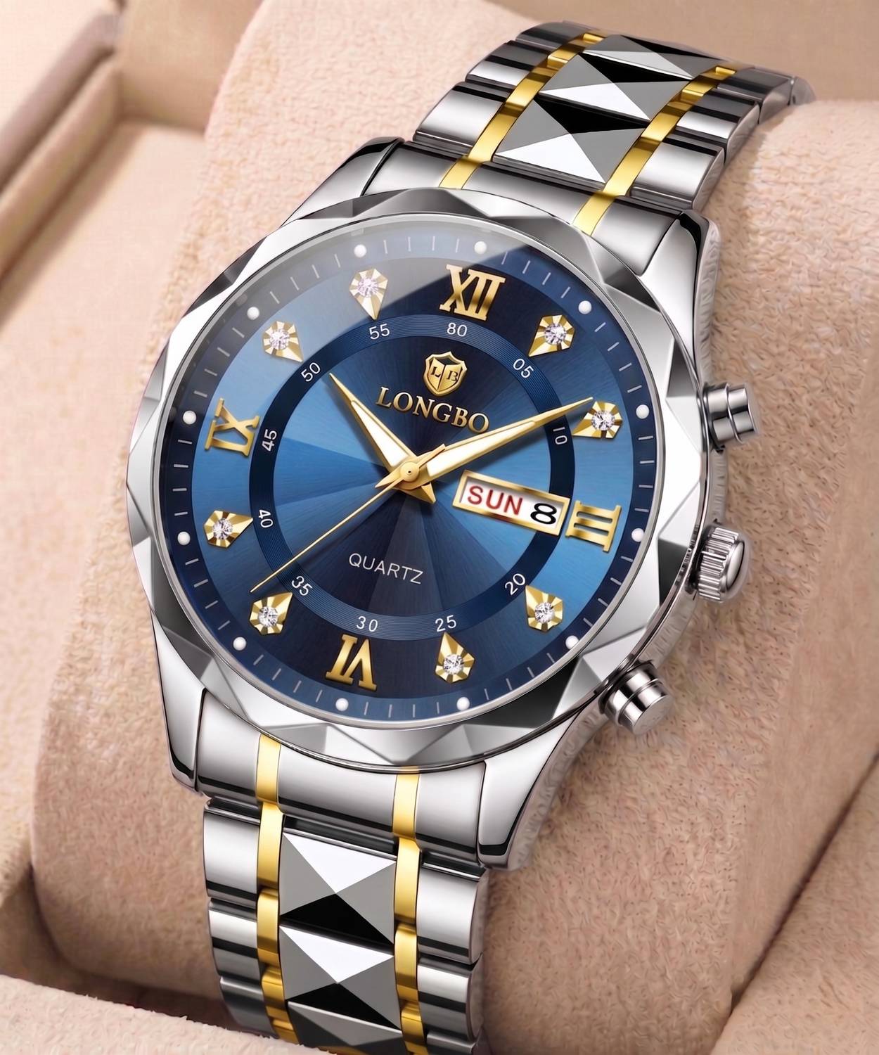 Longbo Birthday Gift for Men Diamond Analog Watch for Men Business Stainless Steel Luxury Analog Watch - For Men price history chart and lowest price
