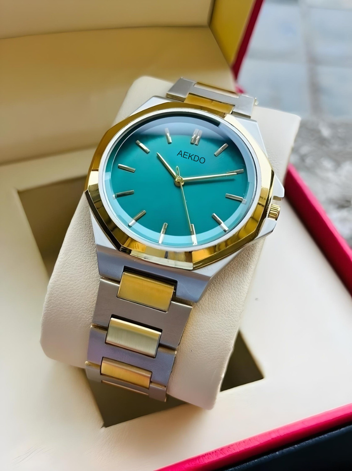 Image of AEKDO DRM008 Luxury Look Men's Watch with Steel Chain & Smooth Dial Analog Watch - For Men