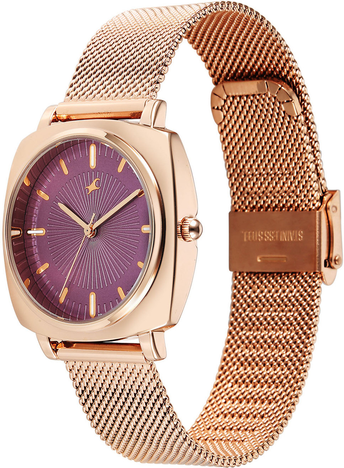 Image of Fastrack Stunners X Fastrack Stunners X Quartz Purple Dial Rose Gold Stainless steel Strap Analog Watch - For Men