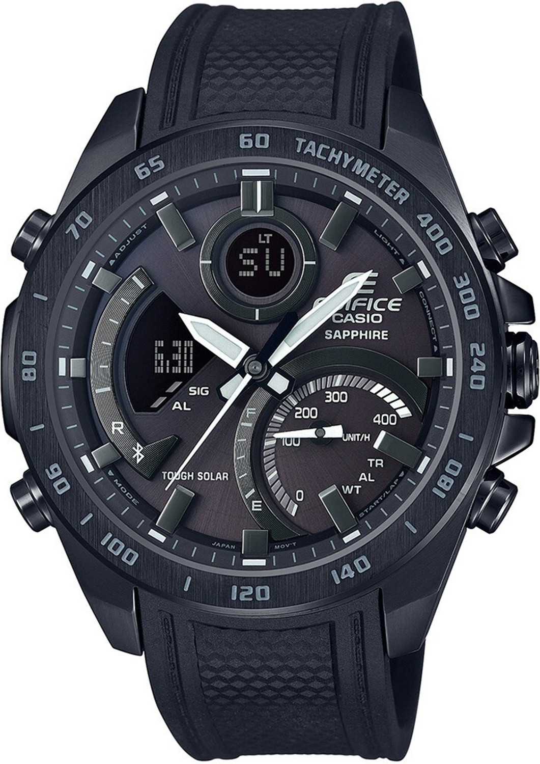 Image of CASIO Edifice Black Dial Black Resin Strap Analog-Digital Watch - For Men
