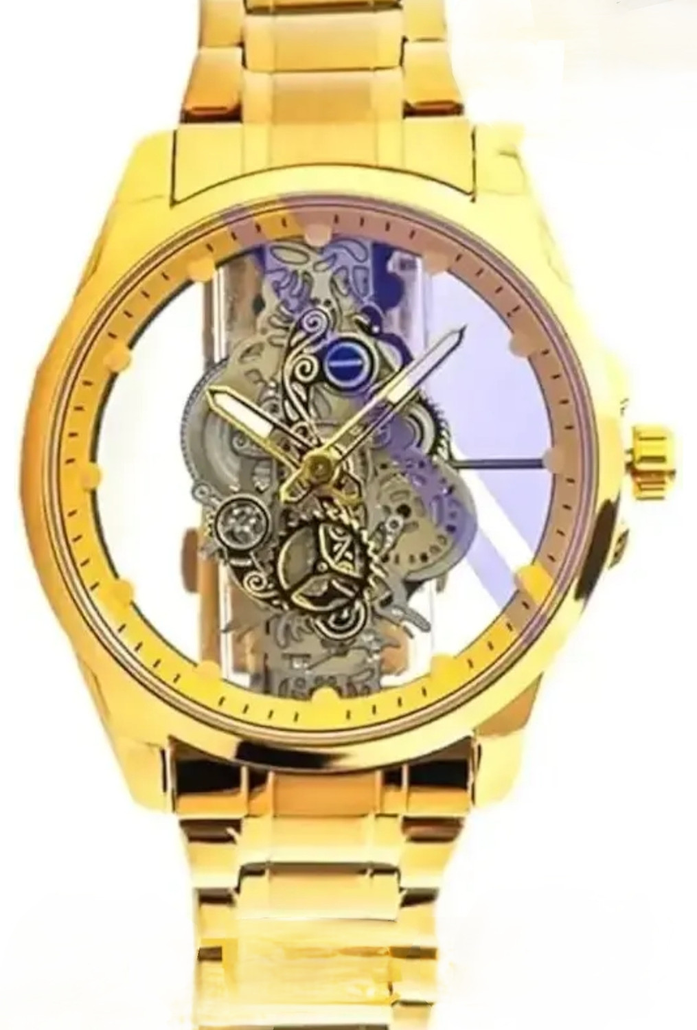 Image of Fanish fashion Gold Skeleton Watch TRANSPARENT WATCH SERIES Analog Watch - For Men