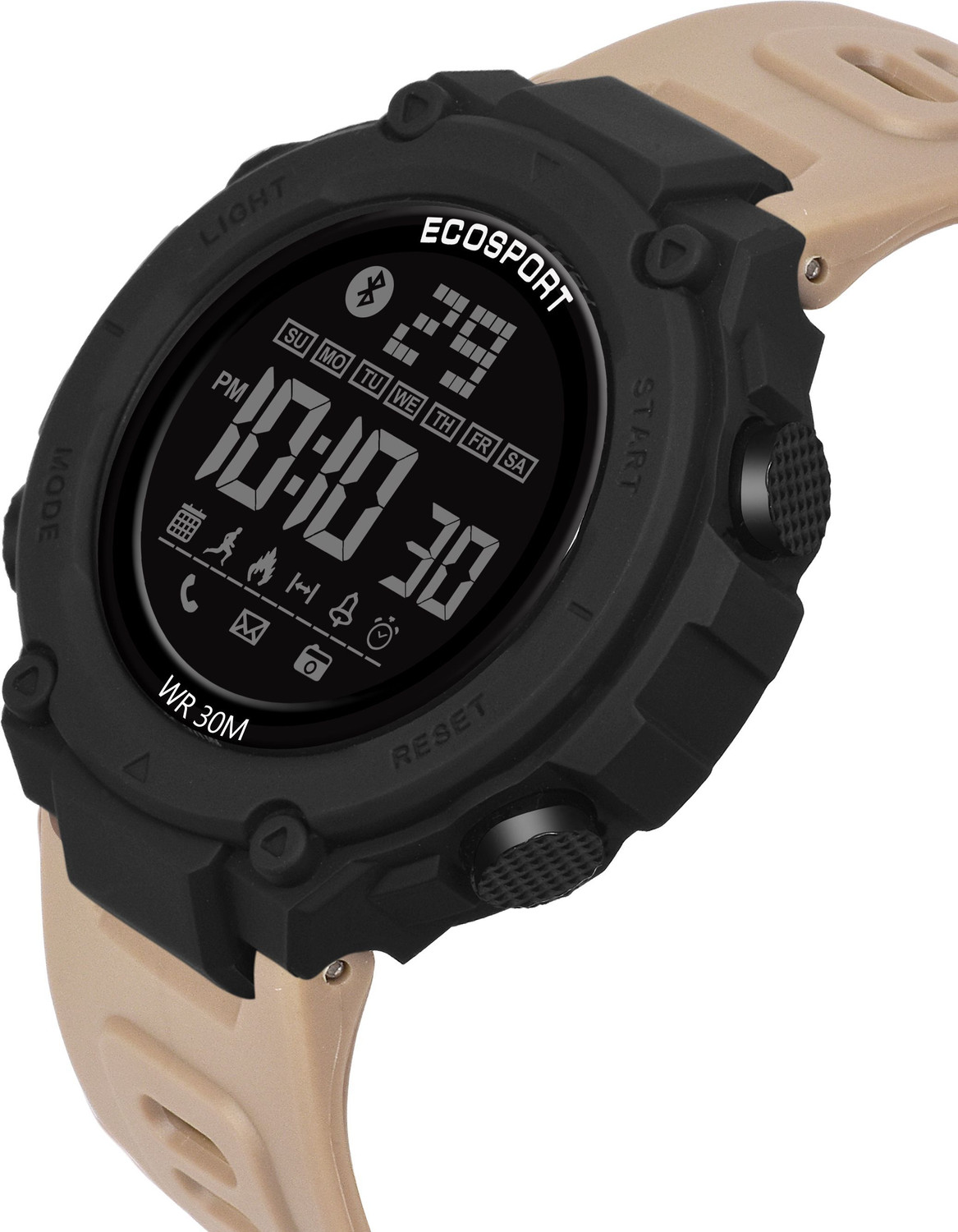 Image of M7 By Metronaut Stylish Stylish Matte Black Dial With Khaki Strap with Backlight & Alarm Sports Digital Watch - For Men