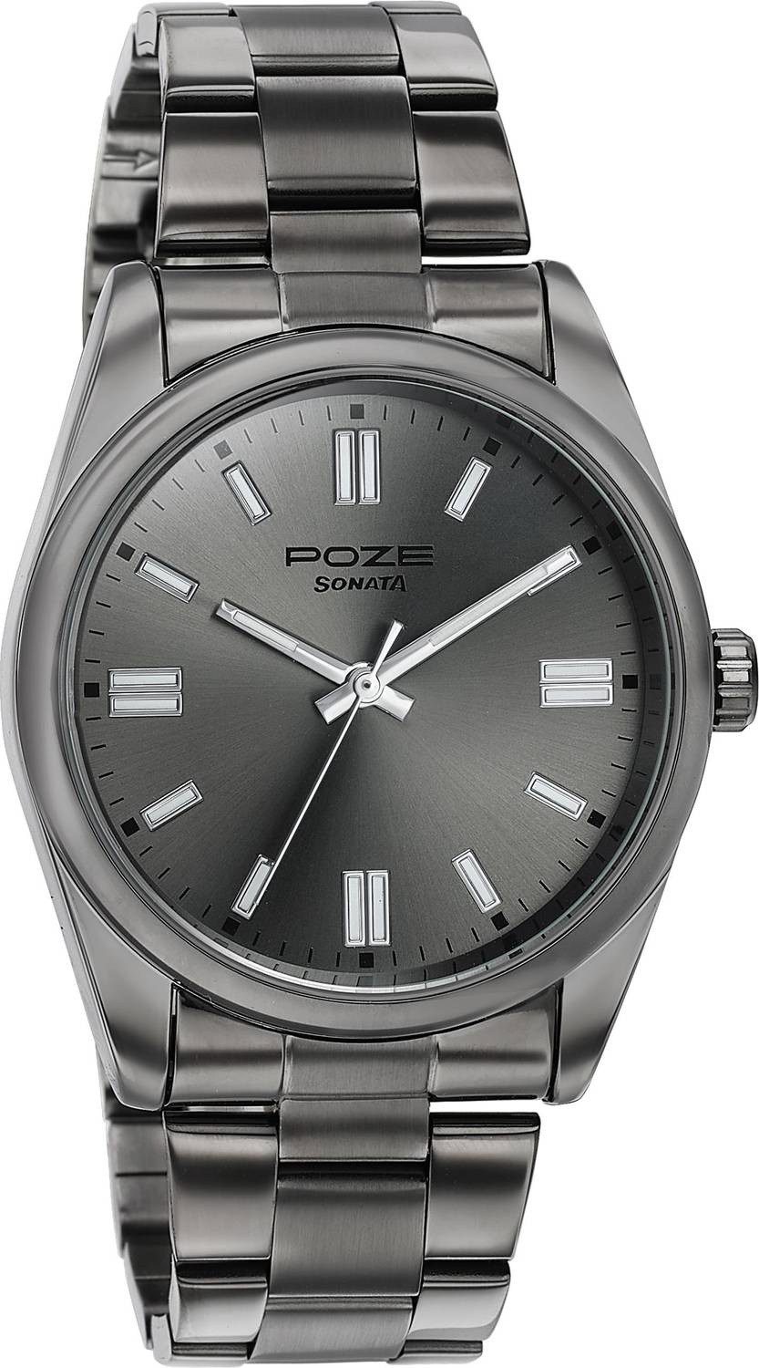 Sonata Poze 6 Graphite Groove Quartz Gun Dial Men's Watch - Image 2