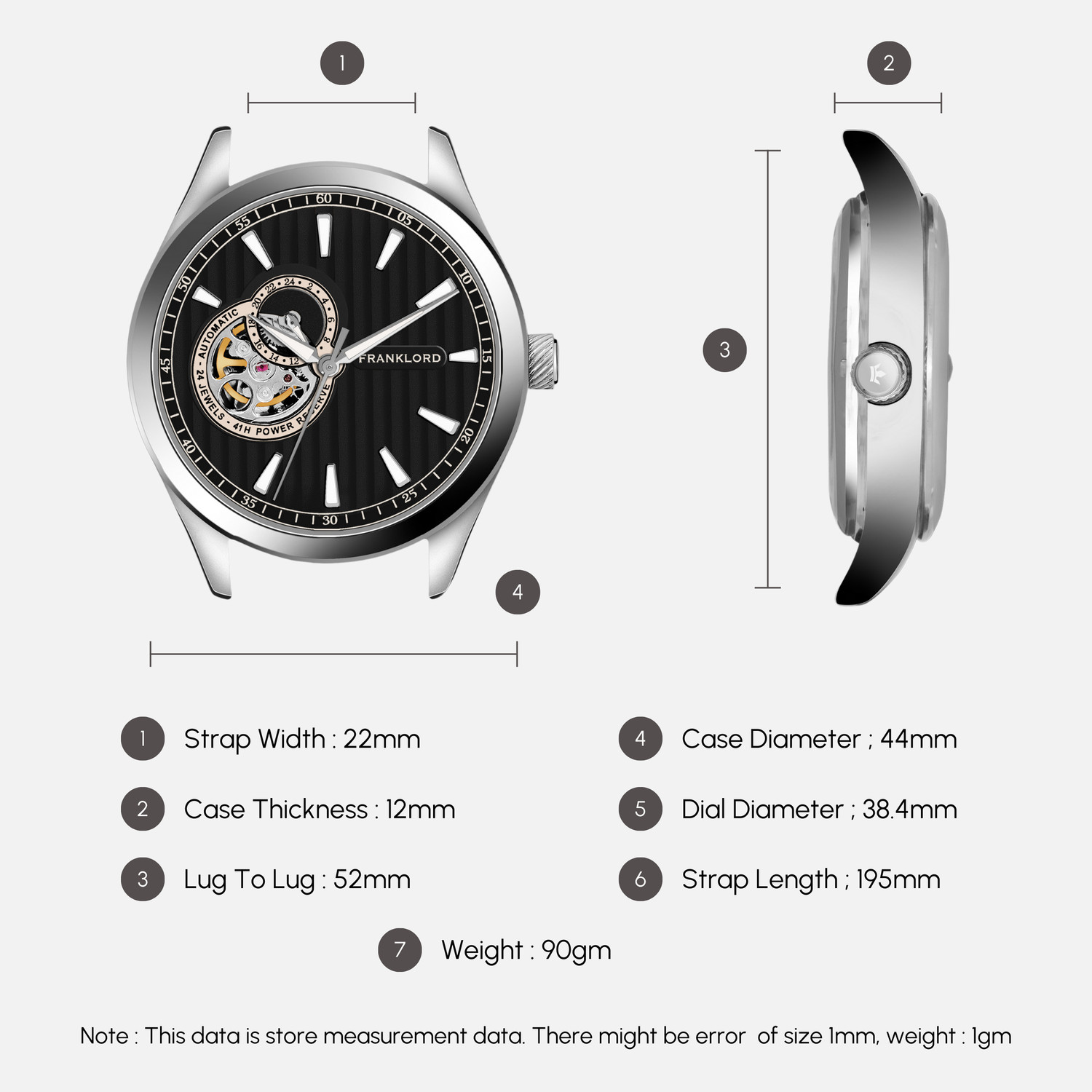 Image of FRANKLORD Ebony Luxe Regal Sapphire Open Heart Analog Watch - For Men