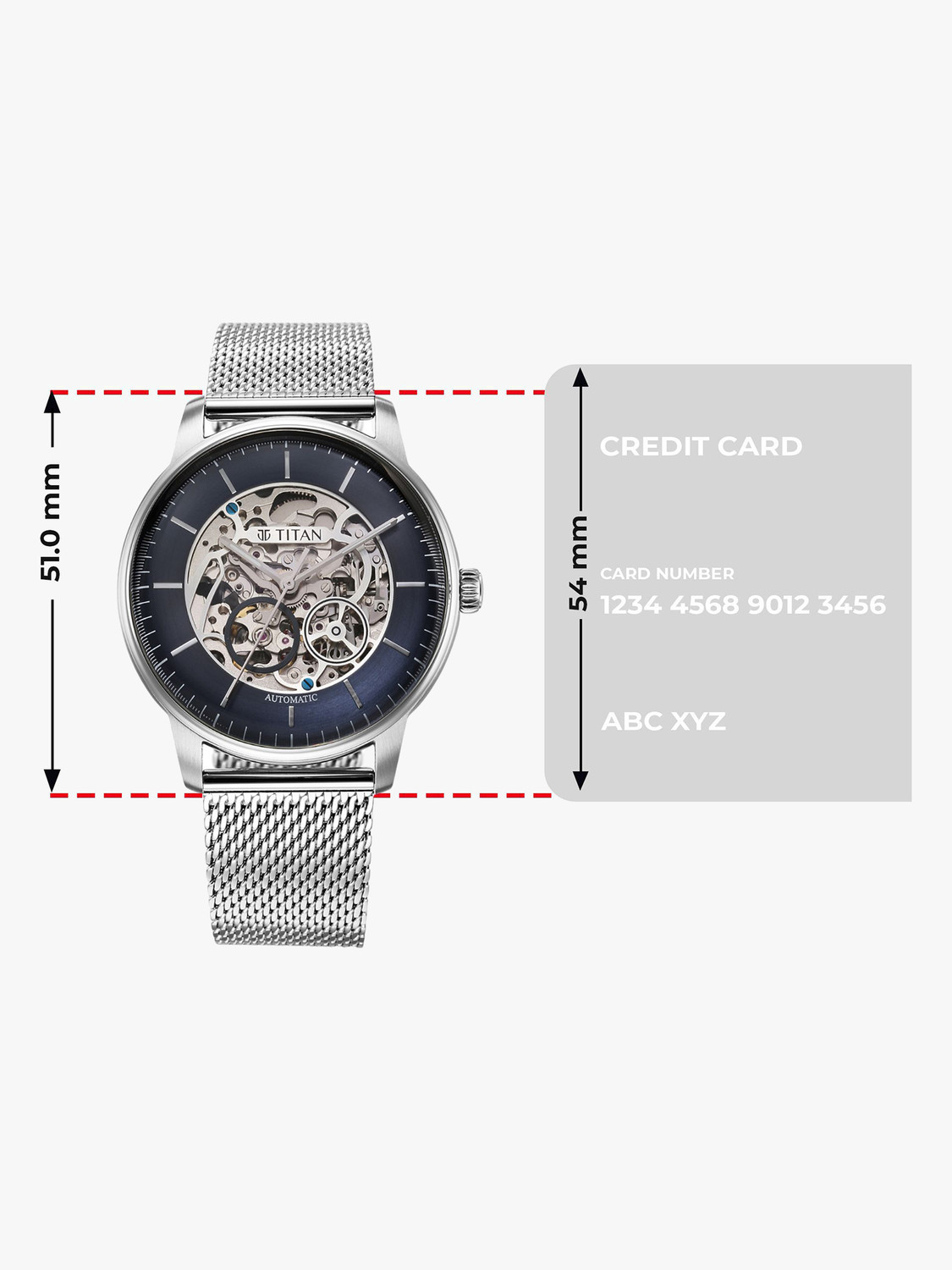 Image of Titan Mechanical Automatic Titan Automatic Dark Blue Dial Silver Metal Strap Analog Watch - For Men